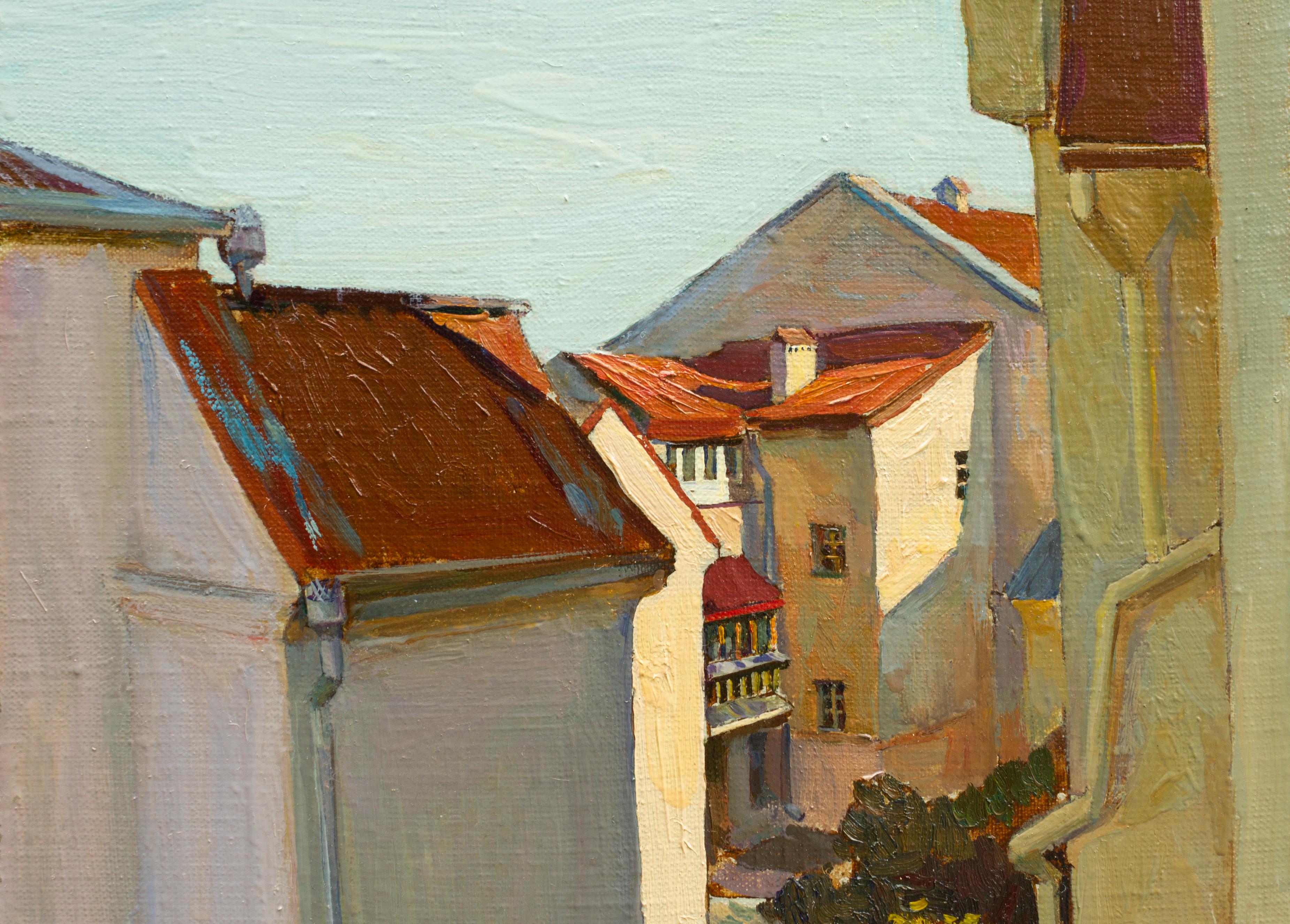 Old courtyard Original Öl-Stadtlandschaftsgemälde von Igor Sventitski, Original im Angebot 2