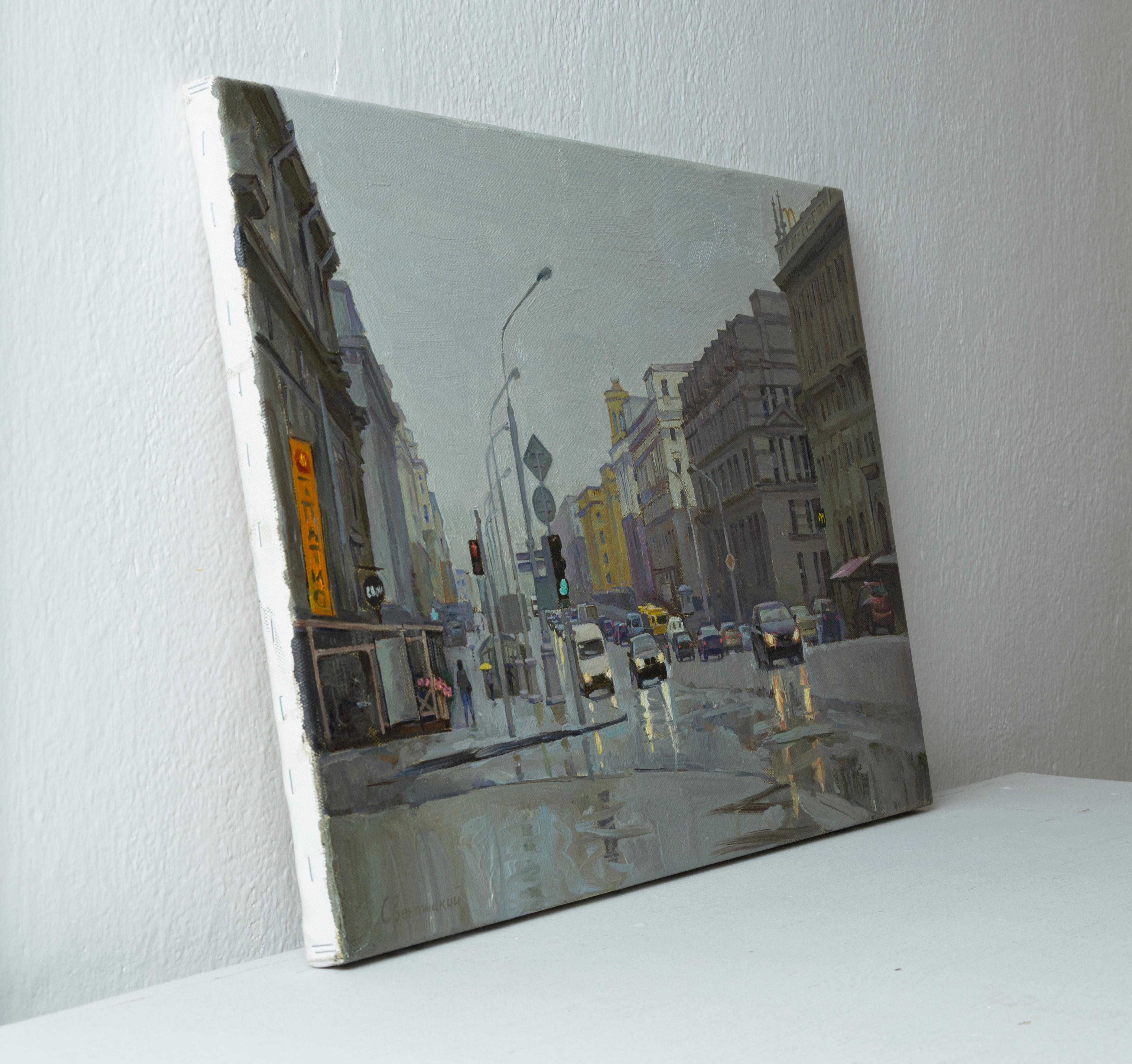 Rainy city - Painting by Igor Sventitski