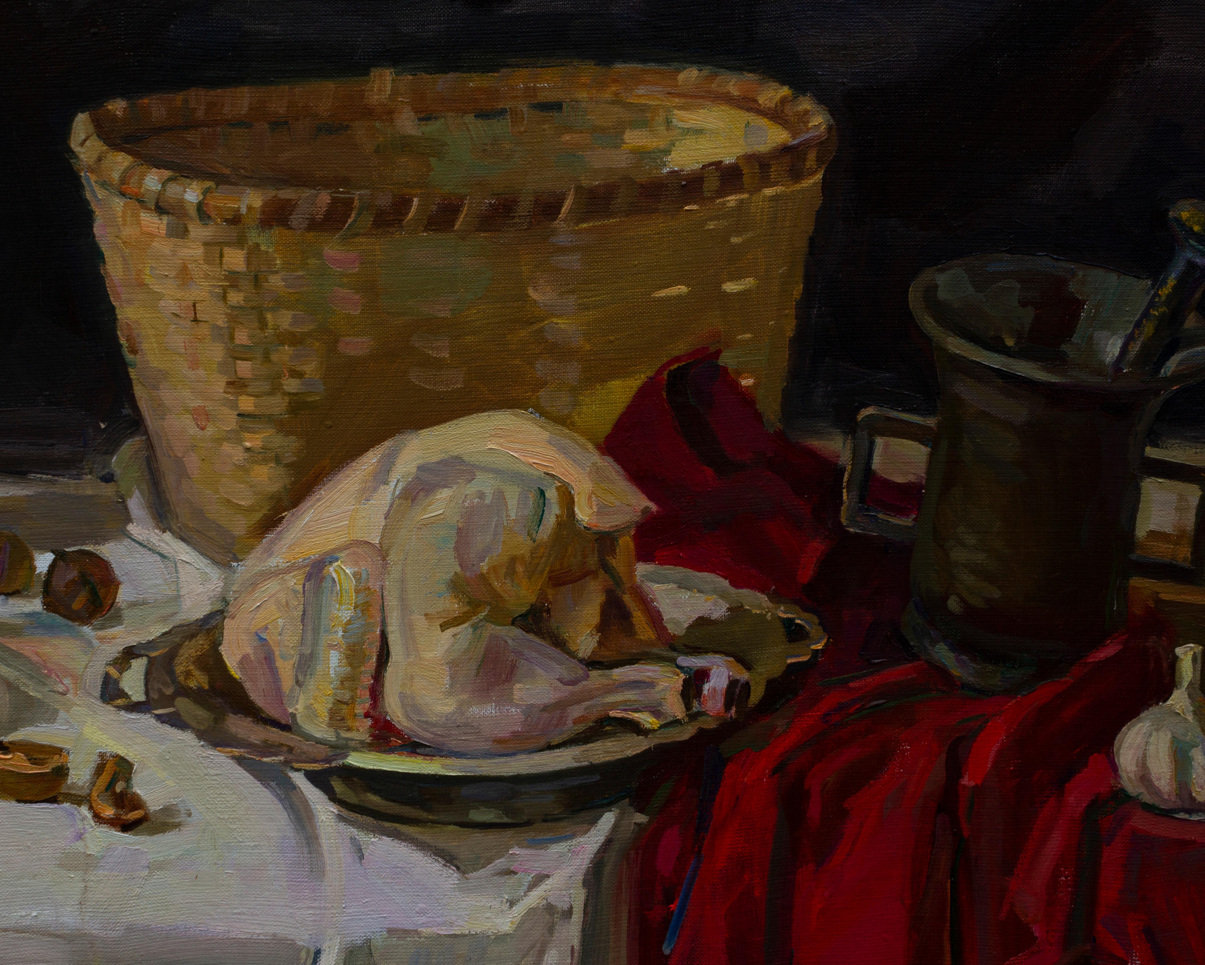 Still life with meat - Realist Painting by Igor Sventitski
