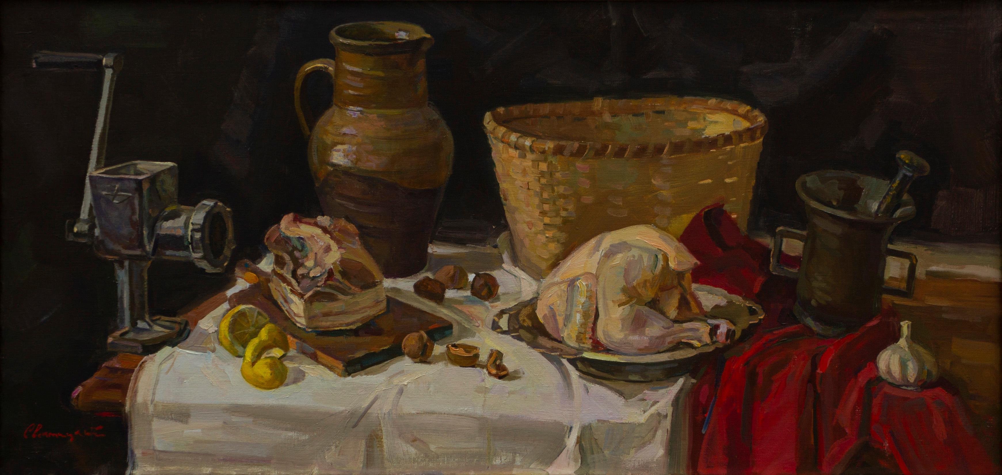 Igor Sventitski Still-Life Painting - Still life with meat