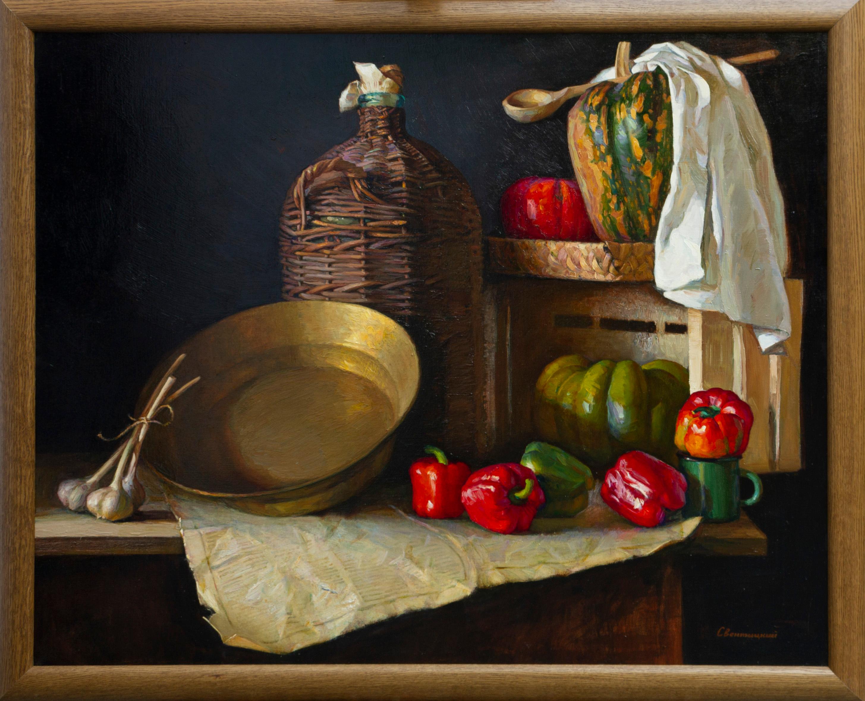 Still life with peppers Oil Painting by Igor Sventitski For Sale 7