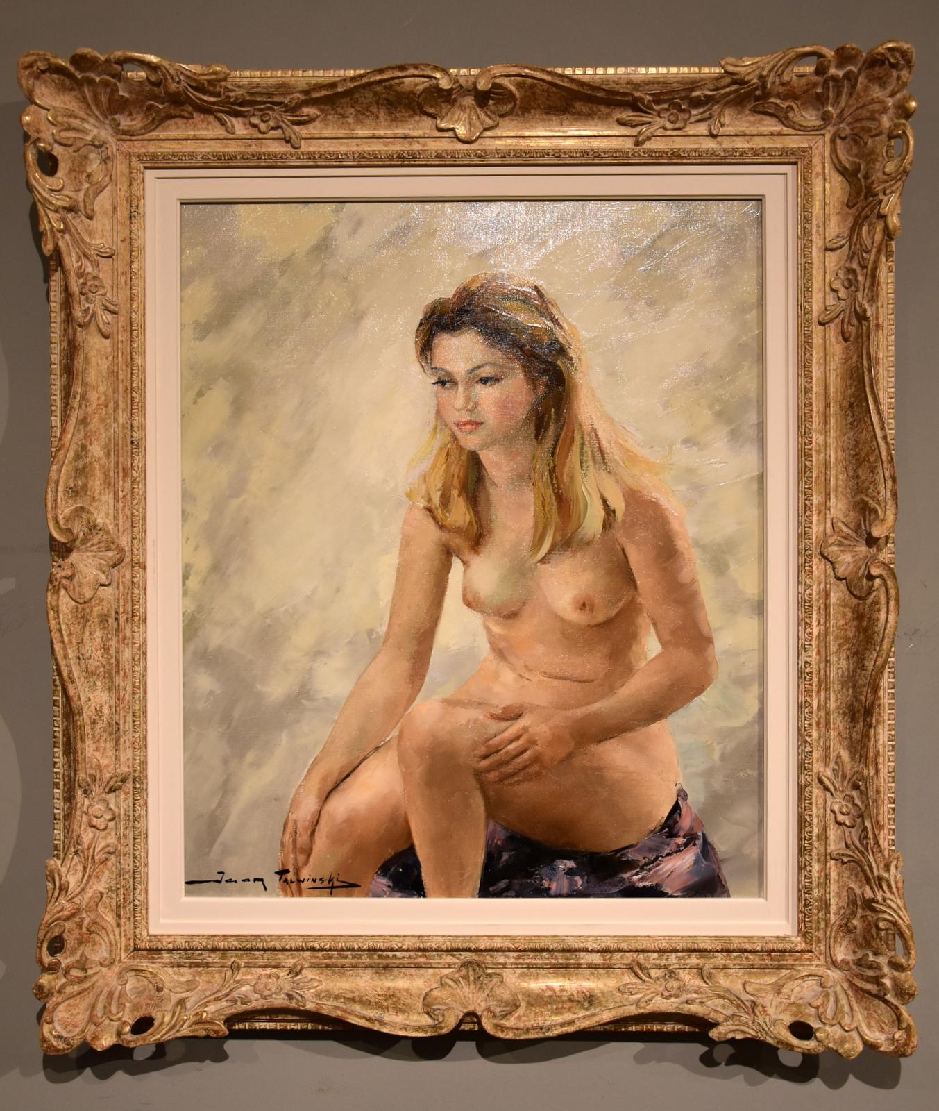 Peinture à l'huile d'Igor Talwinski « Nude Study, Blonde Mode Seated » (étude nue, mode blonde assise) en vente 1