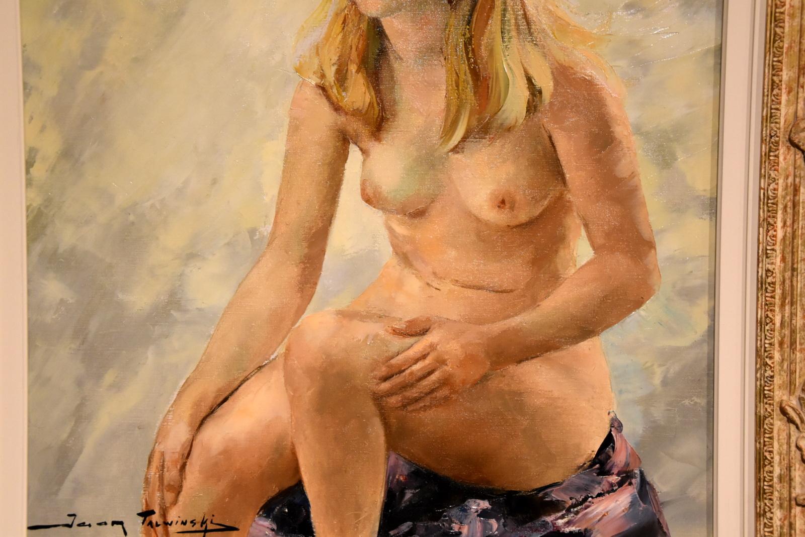 Peinture à l'huile d'Igor Talwinski « Nude Study, Blonde Mode Seated » (étude nue, mode blonde assise) en vente 4