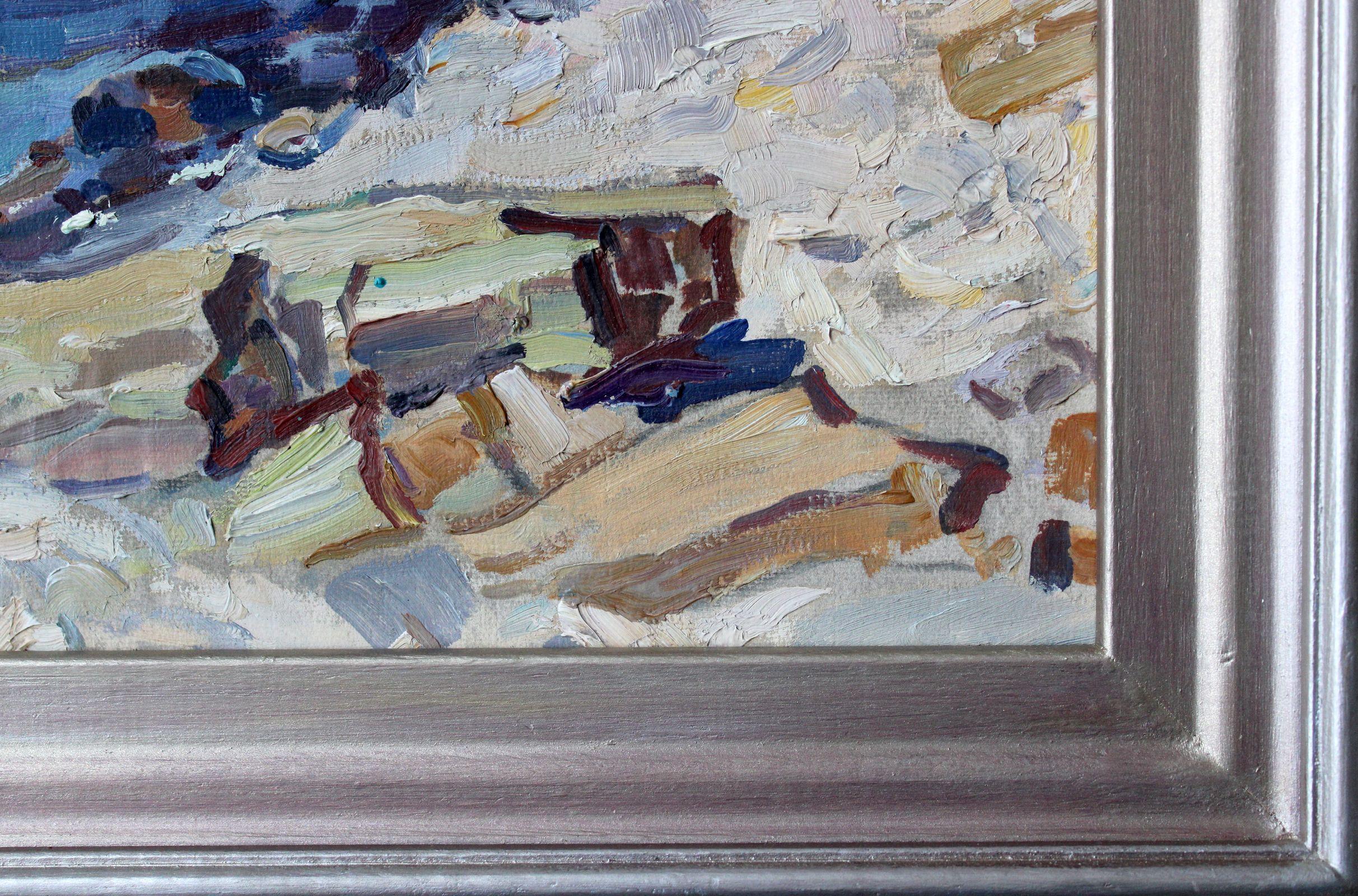 Giornata di vento. 1981, olio su cartone, 40x62 cm - Figurative Painting Grigio di Igor Vasilyevich Panich