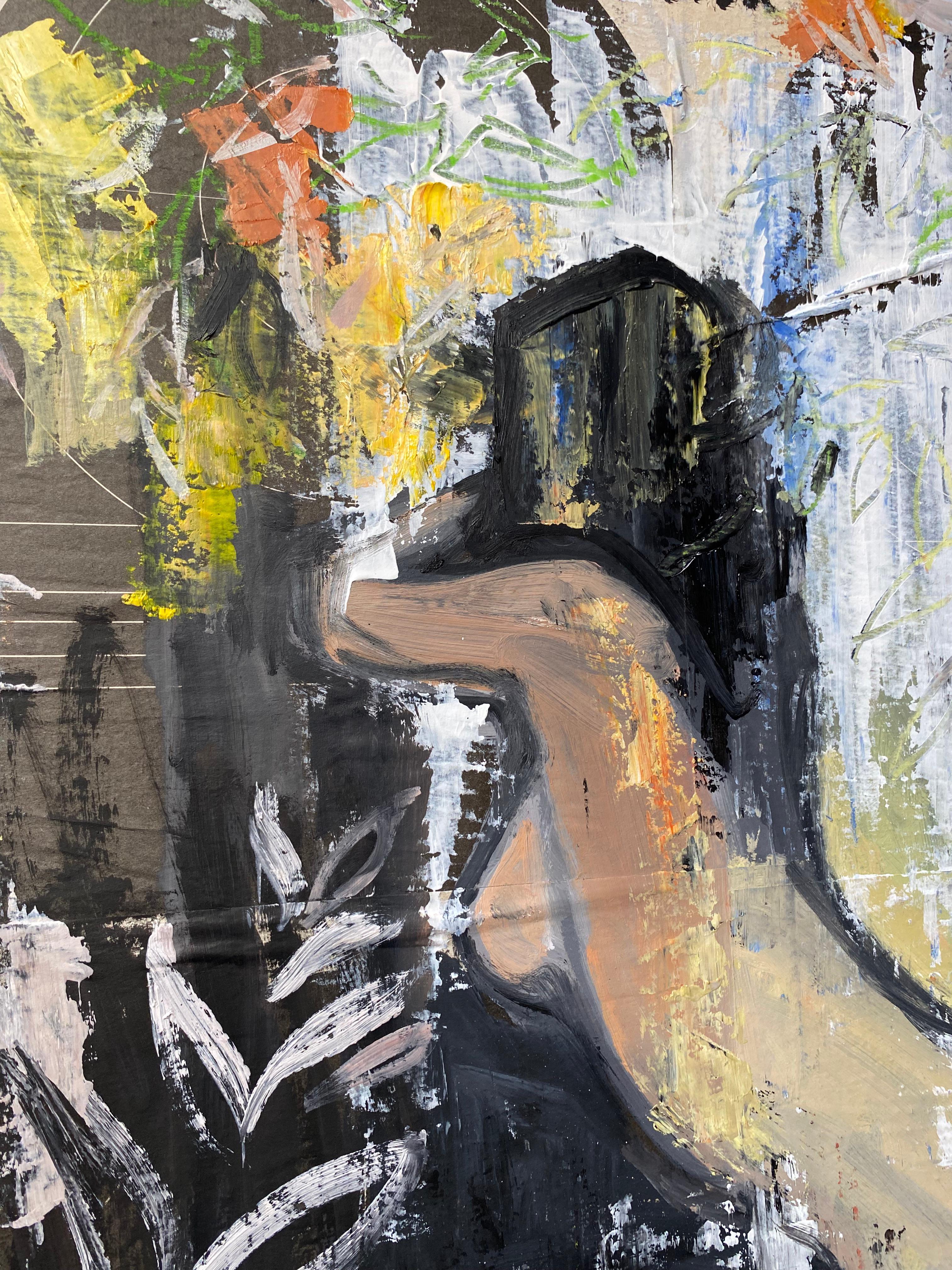 Il respiro dell'autunno
Il respiro dell'autunno -
le foglie accarezzano il corpo caldo,
silenzio tra gli steli.

Il dipinto di Ihor Volkov-Tkachynskyi raffigura una figura nuda che si fonde perfettamente con un ambiente naturale astratto,