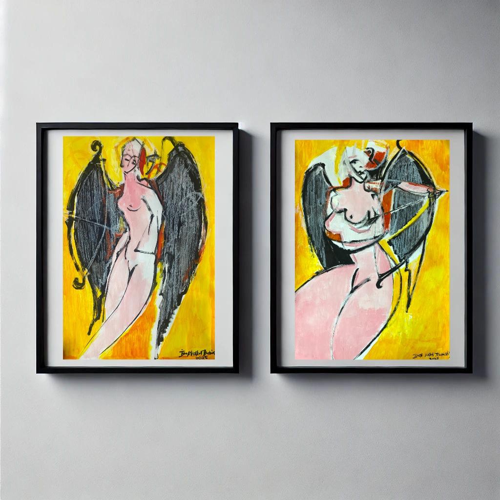 Diptychon „Das Mädchen ist mine“ – Painting von Igor Volkov-Tkachinskiy