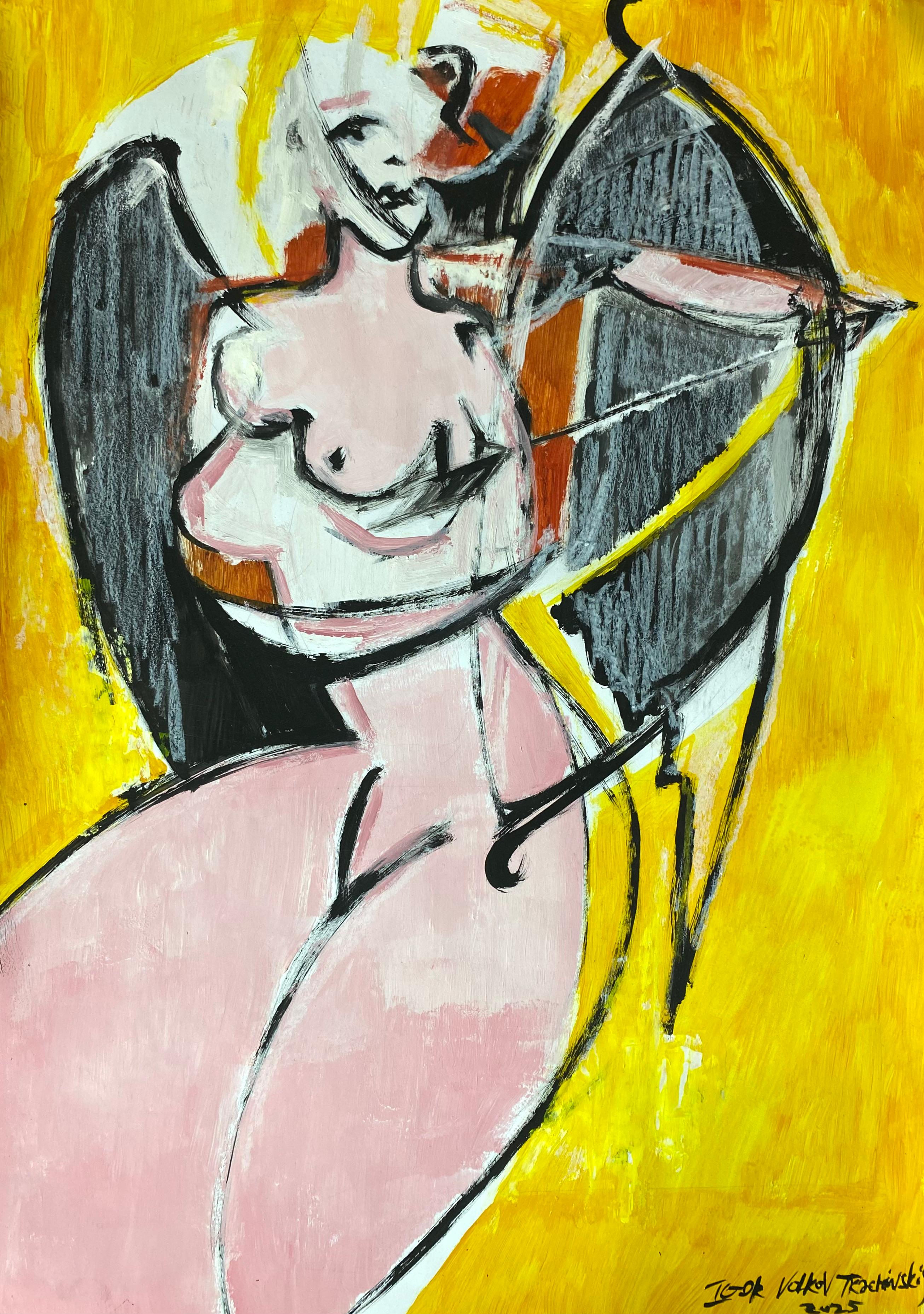 Diptychon „Das Mädchen ist mine“ (Orange), Abstract Painting, von Igor Volkov-Tkachinskiy