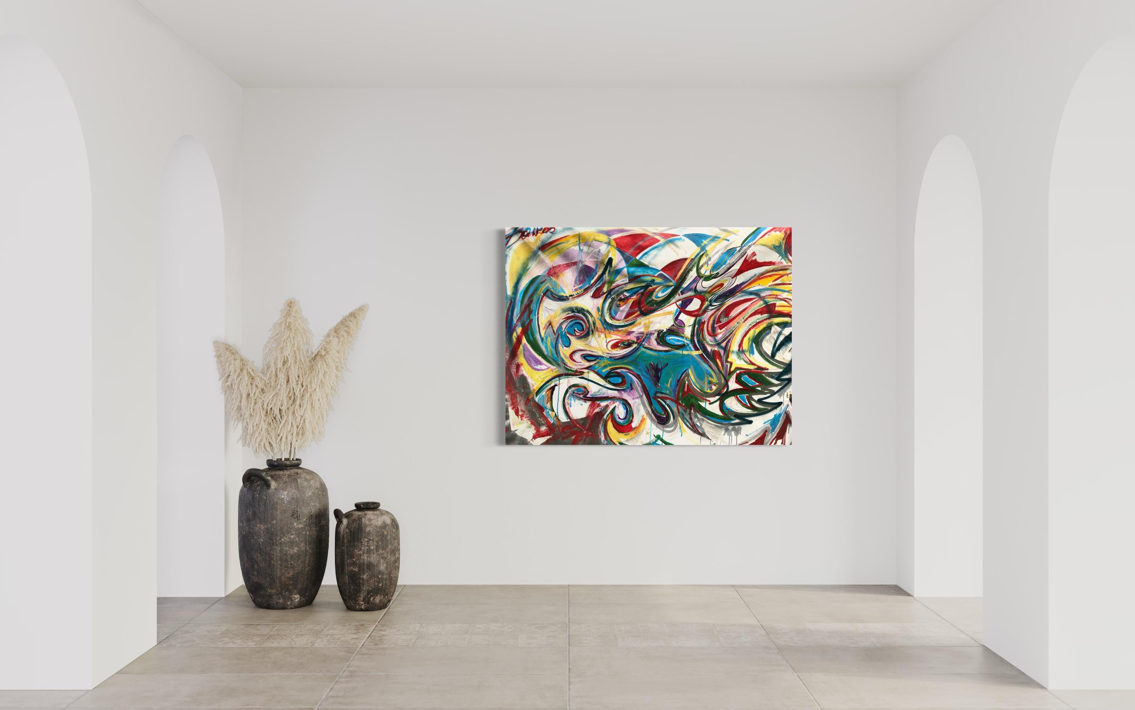 Pittura astratta dinamica - Acrilico, olio e collage su tela

Questa opera d'arte vibrante ed espressiva è stata creata utilizzando una tecnica dinamica che combina colori acrilici e a olio con elementi di collage, offrendo una composizione