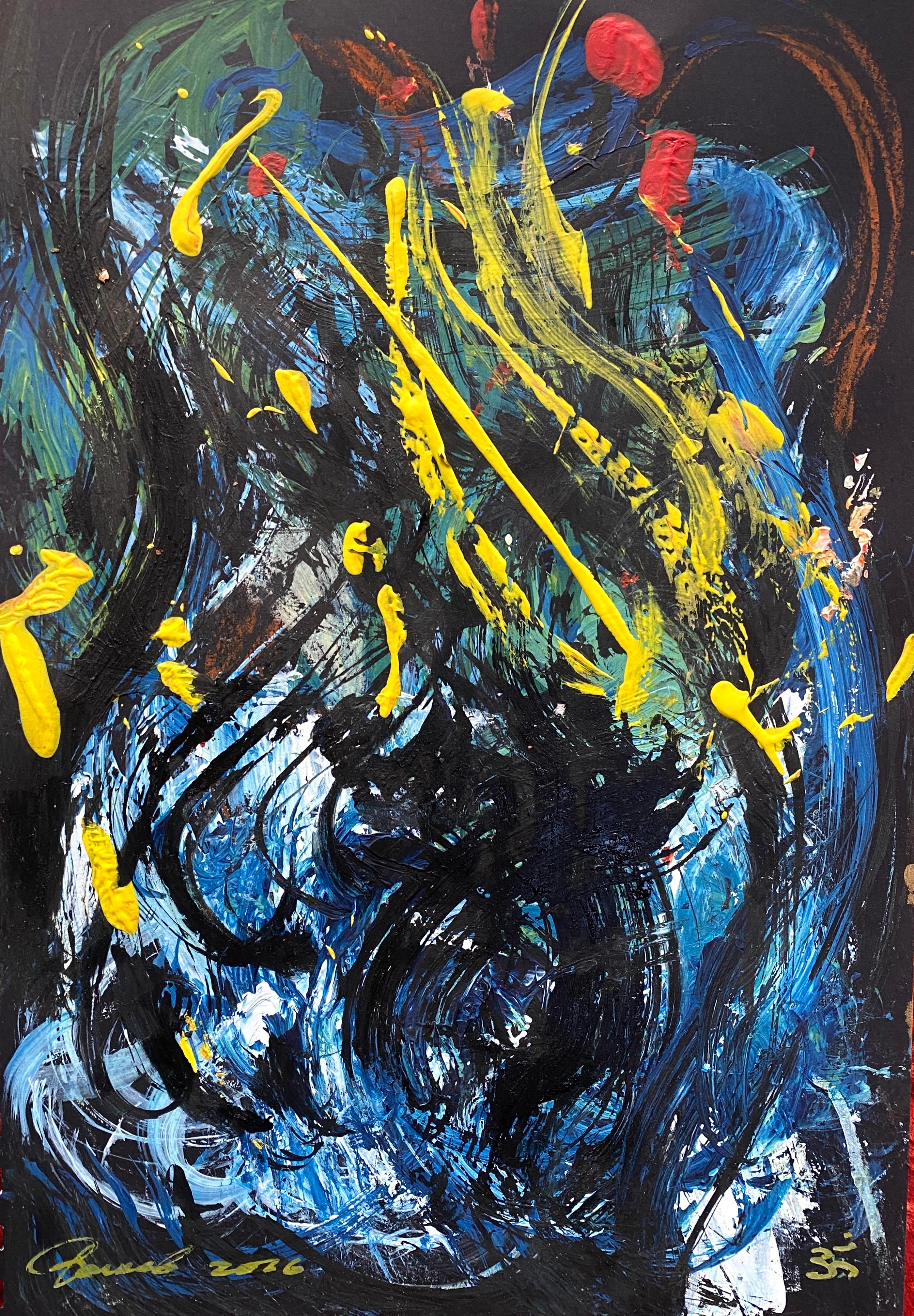 Igor Volkov-Tkachinskiy Abstract Painting - "Dynamic abstraction on black (further)"