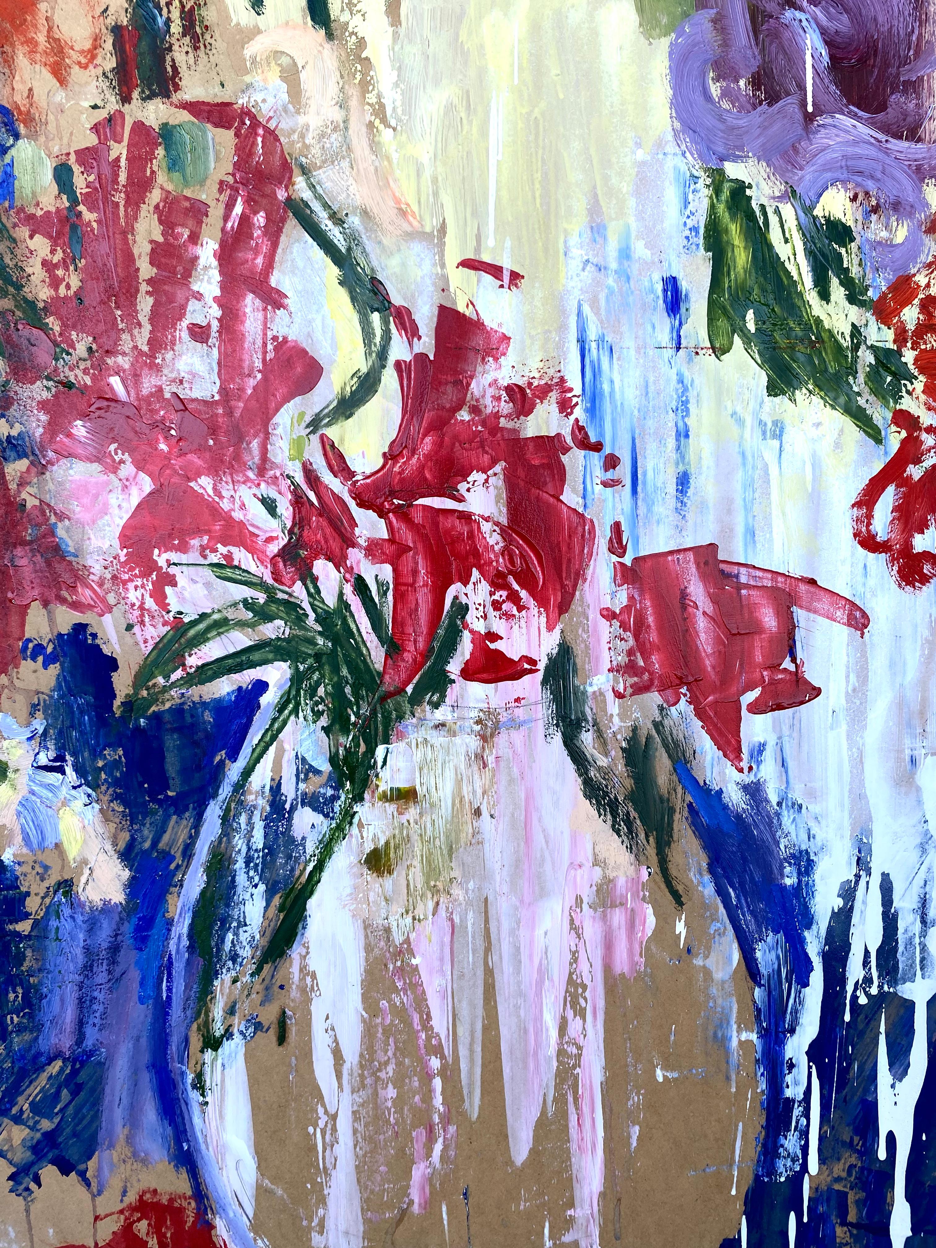La serie di fiori mostra un motivo classico con una sottile attenzione al movimento e al ritmo della flora, con l'aiuto della pittura, della visione astratta e della grafia espressiva dell'artista. Ispirandosi alla filosofia orientale, ai principi