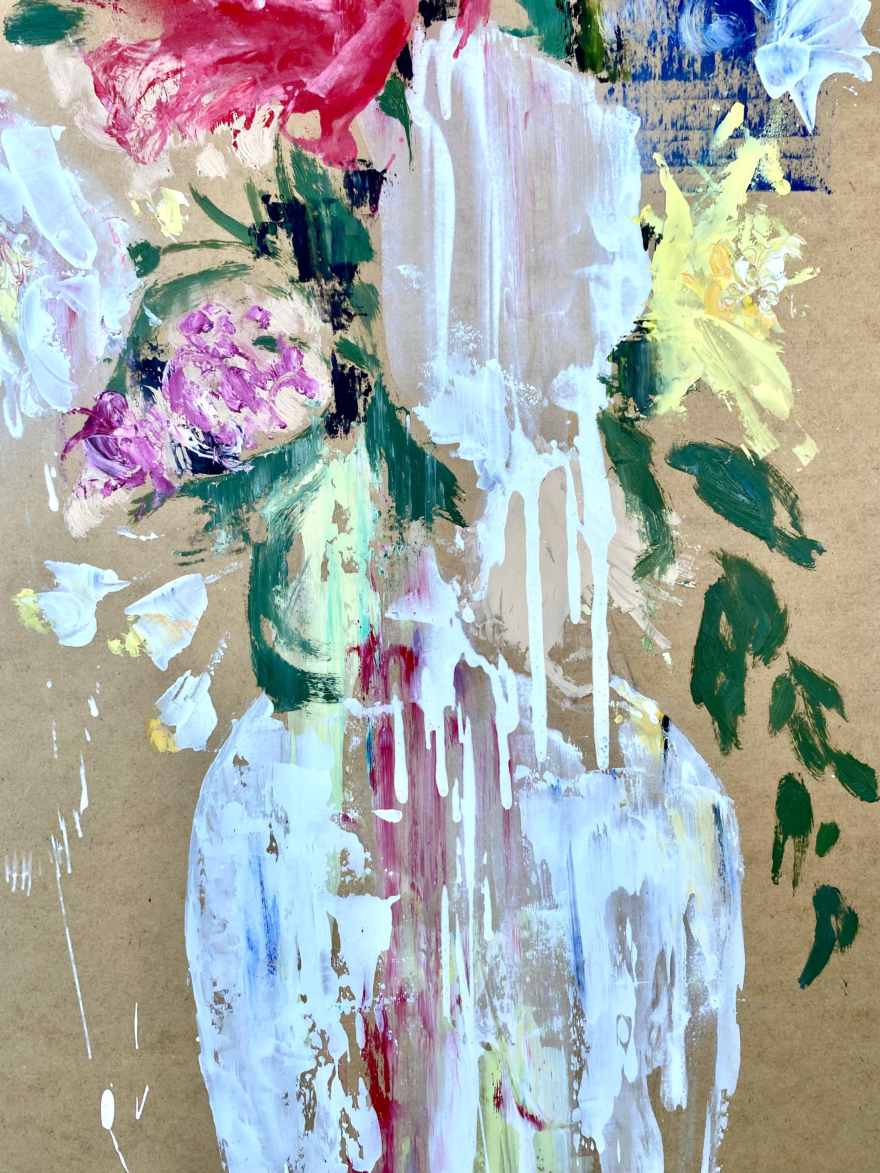 Blumen in der weißen Vase (Abstrakt), Painting, von Igor Volkov-Tkachinskiy