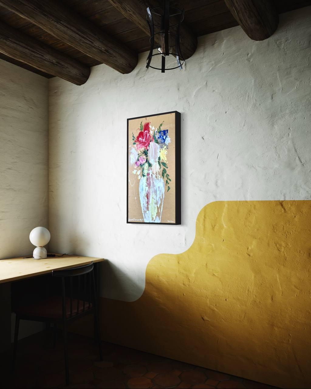 Blumen in der weißen Vase (Grau), Still-Life Painting, von Igor Volkov-Tkachinskiy