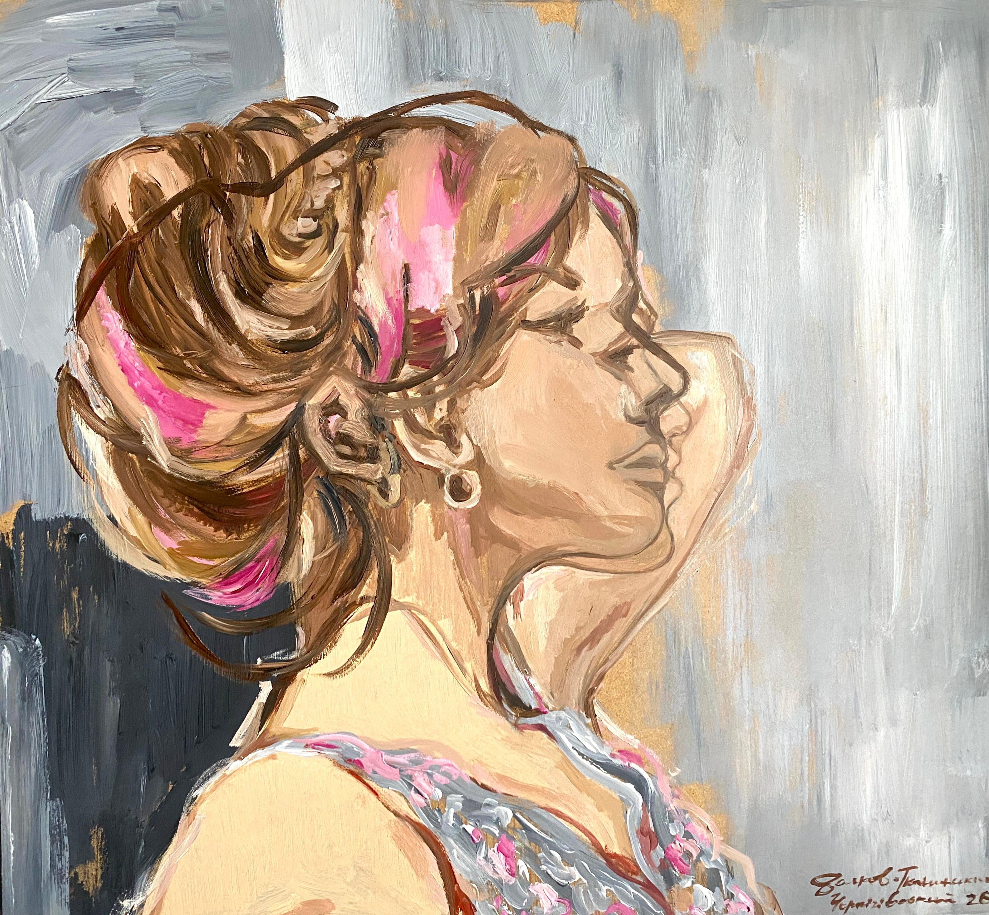 Igor Volkov-Tkachinskiy Abstract Painting - "Lili Lonely portrait"