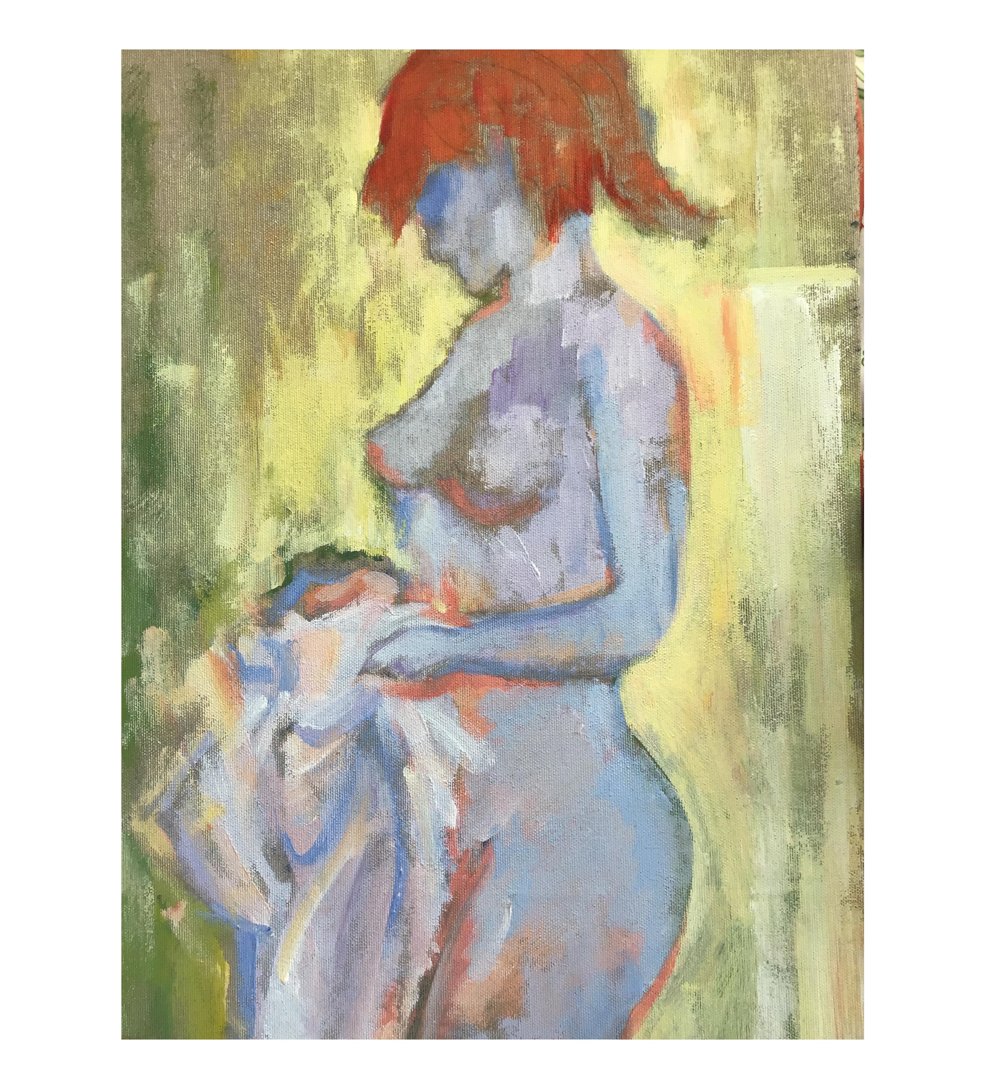 Nude Anna mit Handtuch – Painting von Igor Volkov-Tkachinskiy