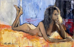 "Nude lover . Light on her body"