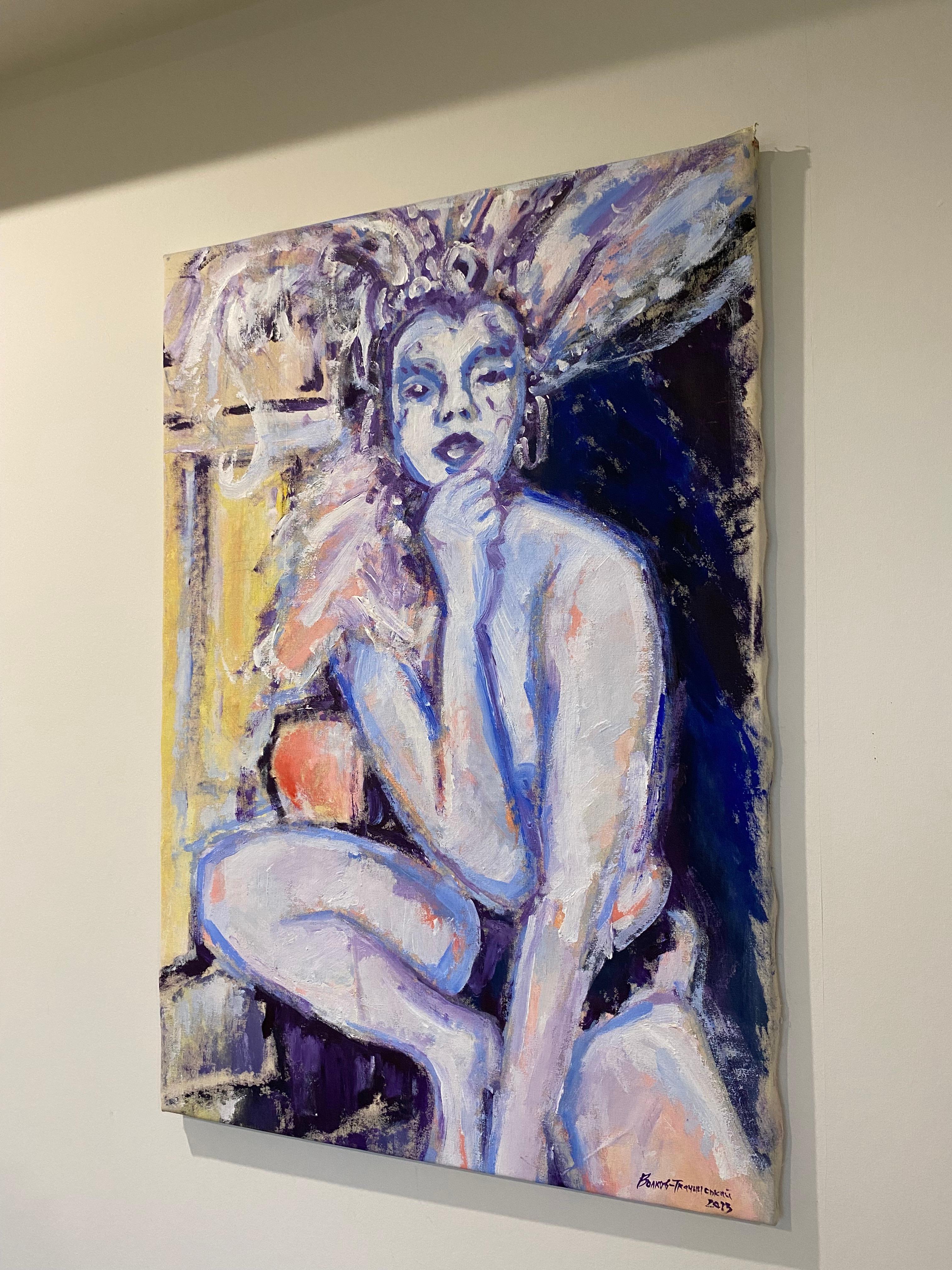 „Akt mit Maske“ (Abstrakt), Painting, von Igor Volkov-Tkachinskiy