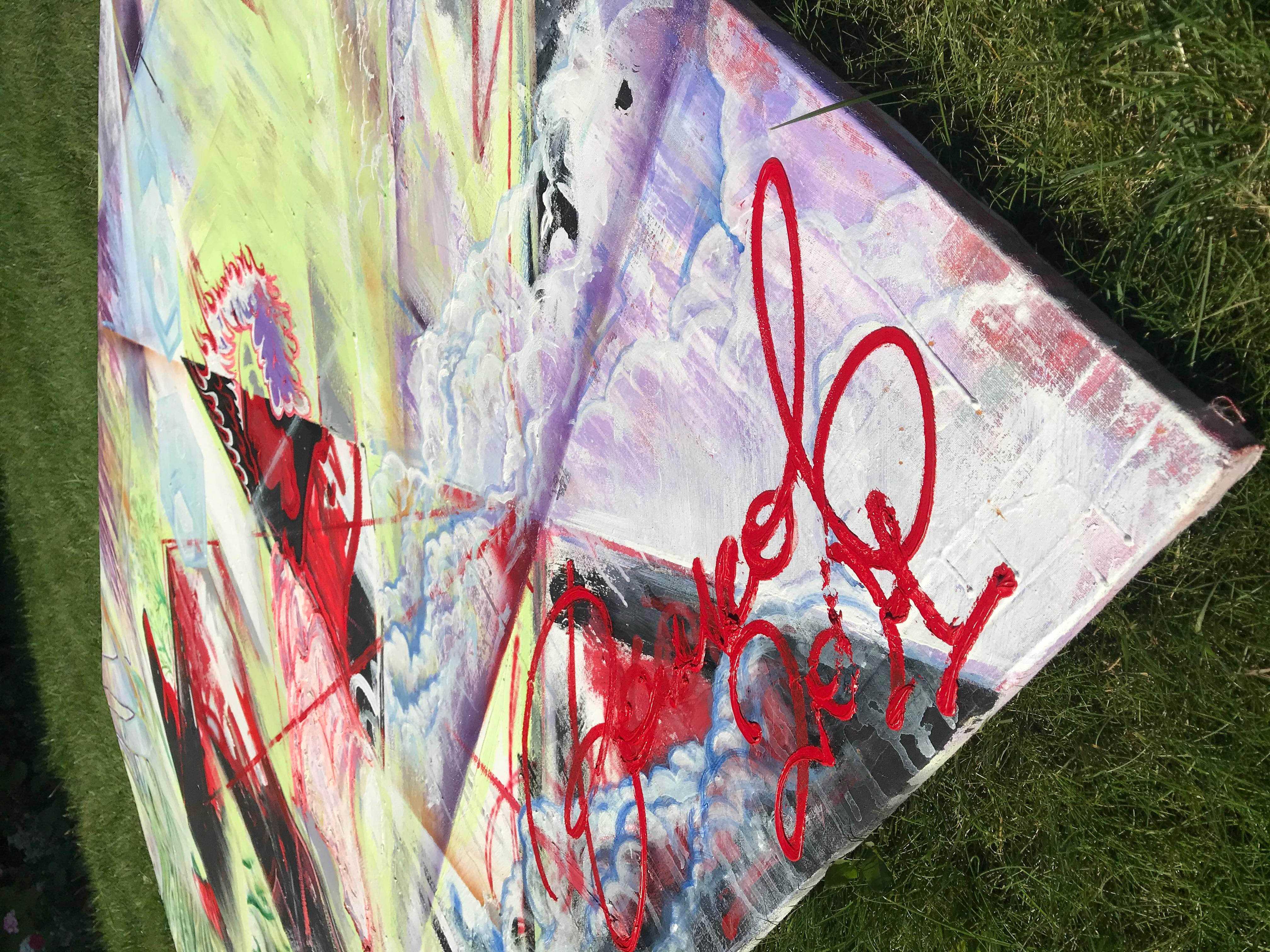 Description of the Painting “Free Fall”

This artwork presents a unique interpretation of the sensation of free falling, created from a photograph of the artist himself. The composition is divided into two distinct parts that seemingly contrast two