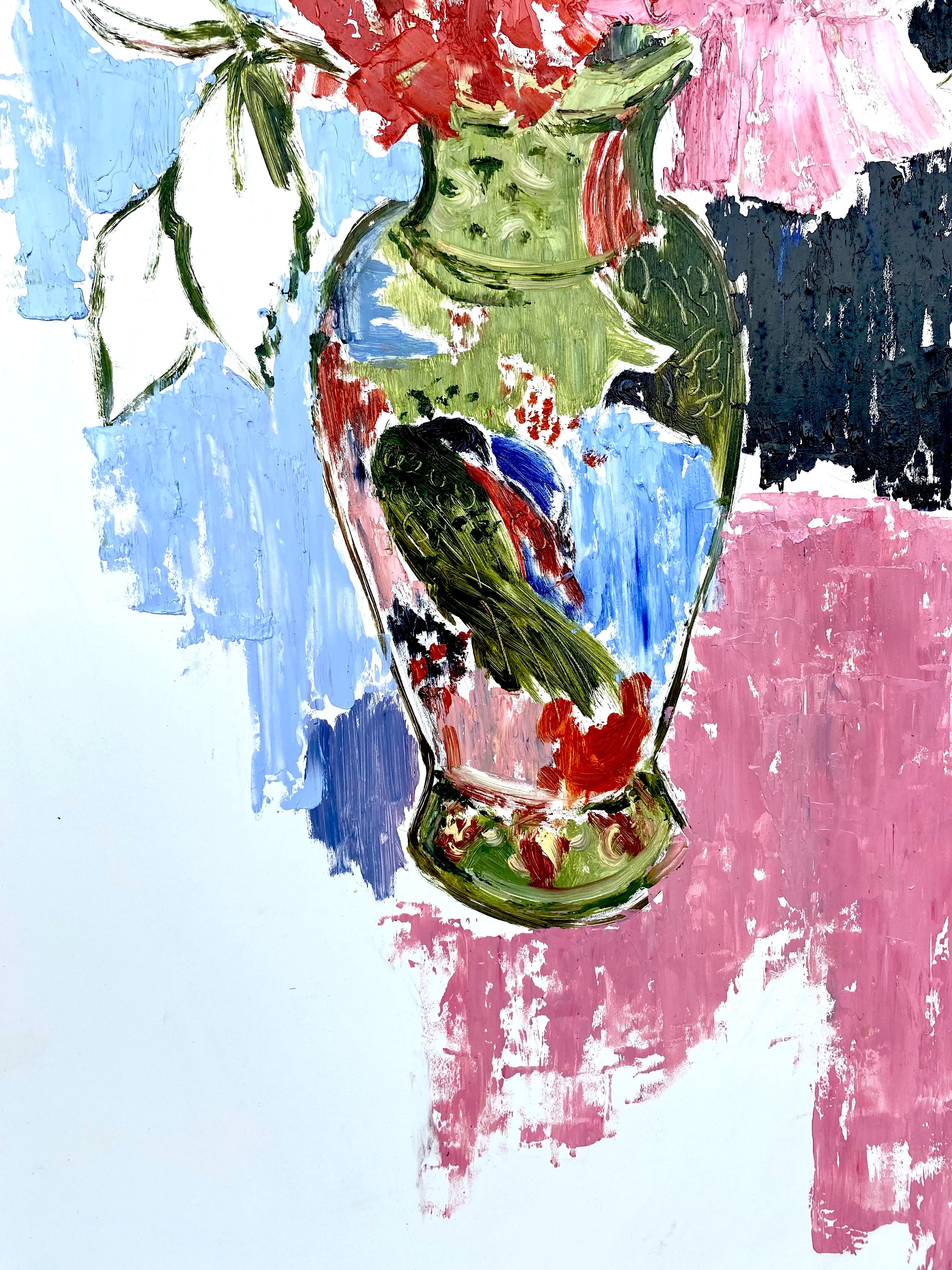 „Rosen in der japanischen Vase mit Vögeln“ (Abstrakt), Painting, von Igor Volkov-Tkachinskiy