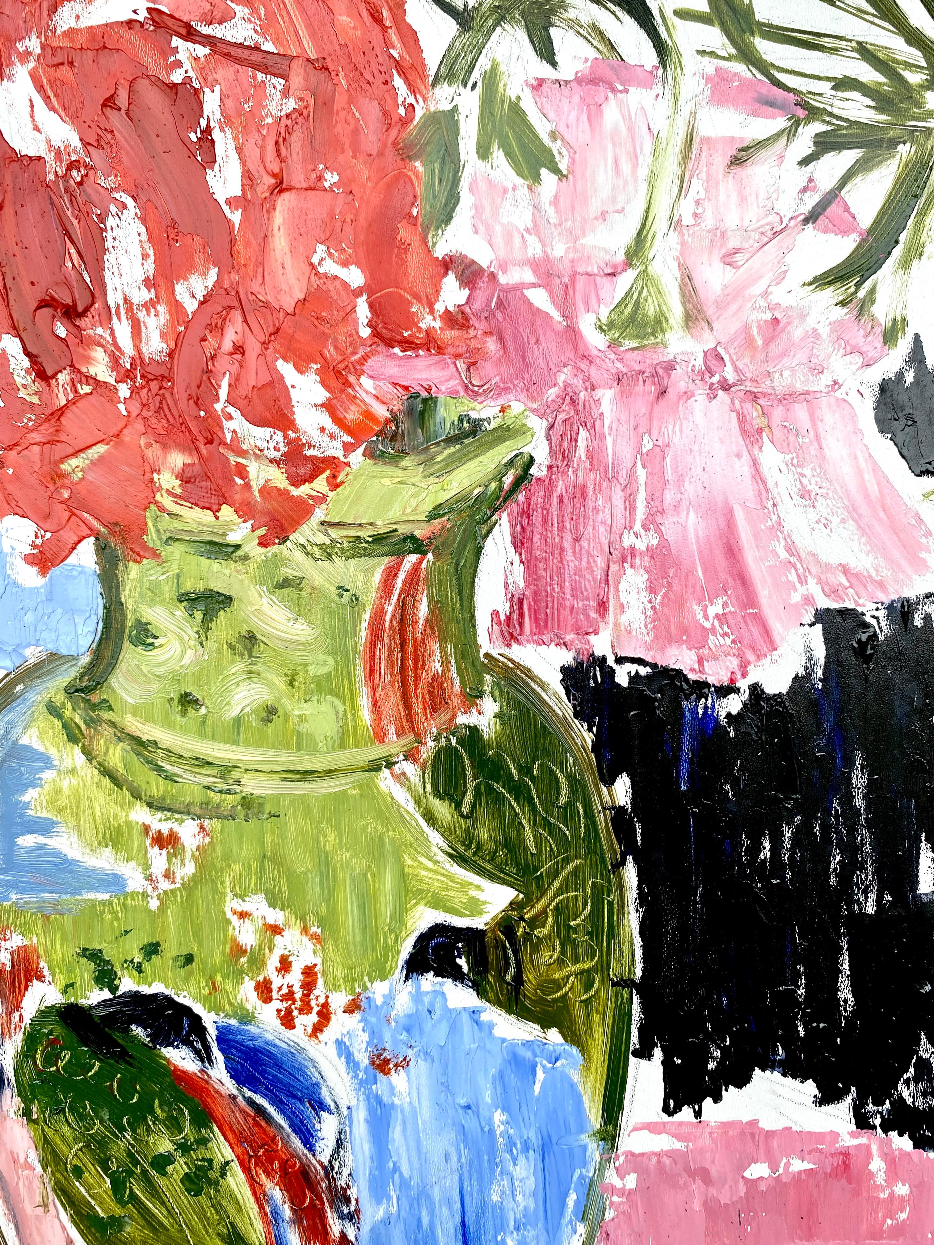 „Rosen in der japanischen Vase mit Vögeln“ (Braun), Still-Life Painting, von Igor Volkov-Tkachinskiy