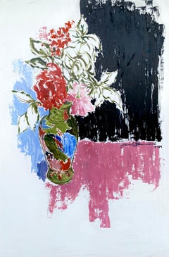 "Rose in un vaso giapponese con uccelli"