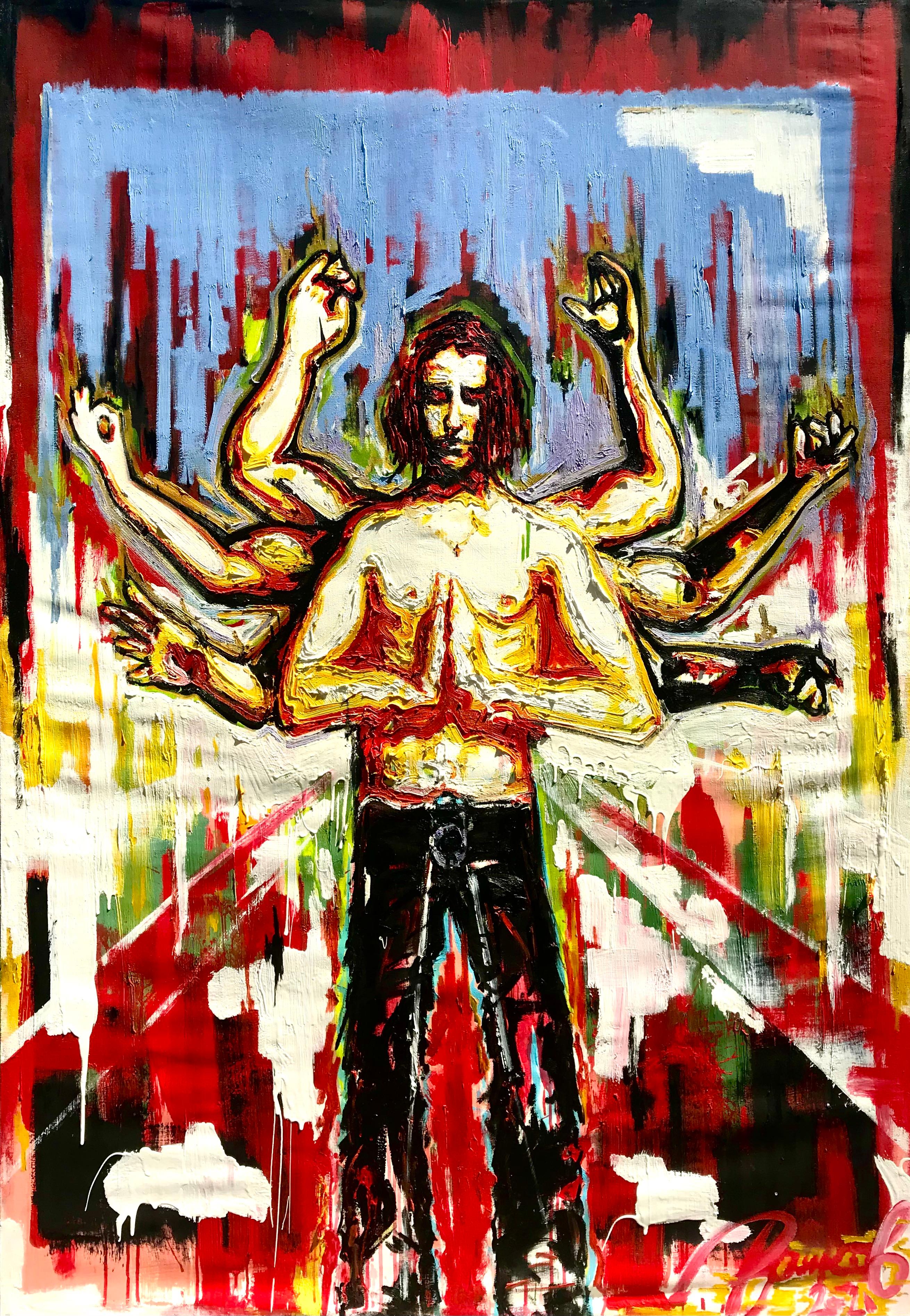 Figurative Painting di Igor Volkov-Tkachinskiy - "Autoritratto ispirato a Shiva"