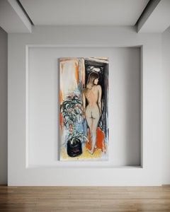 "Standing nude Anna with a flower"