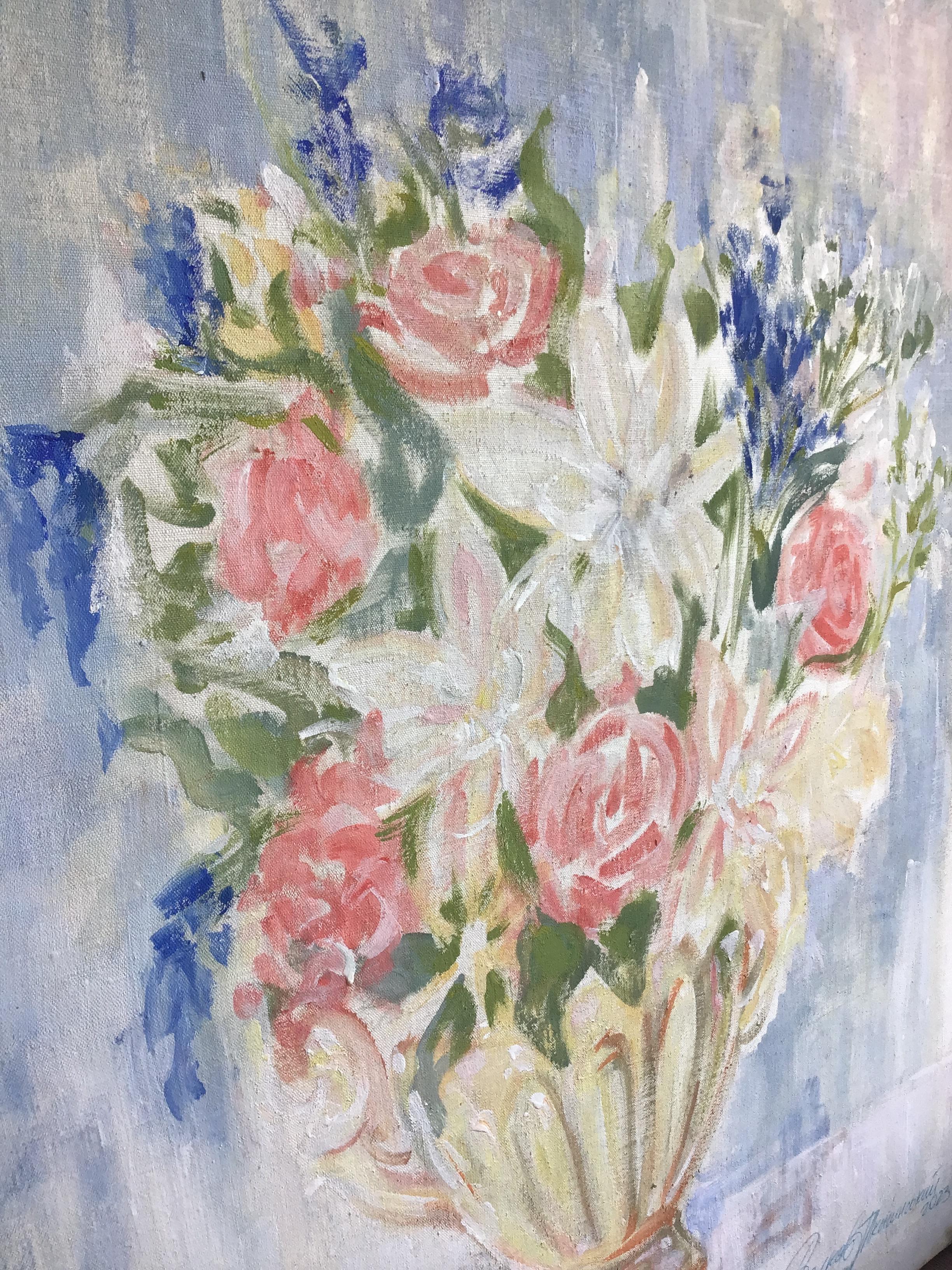 Still live with a white vase - Painting by Igor Volkov-Tkachinskiy