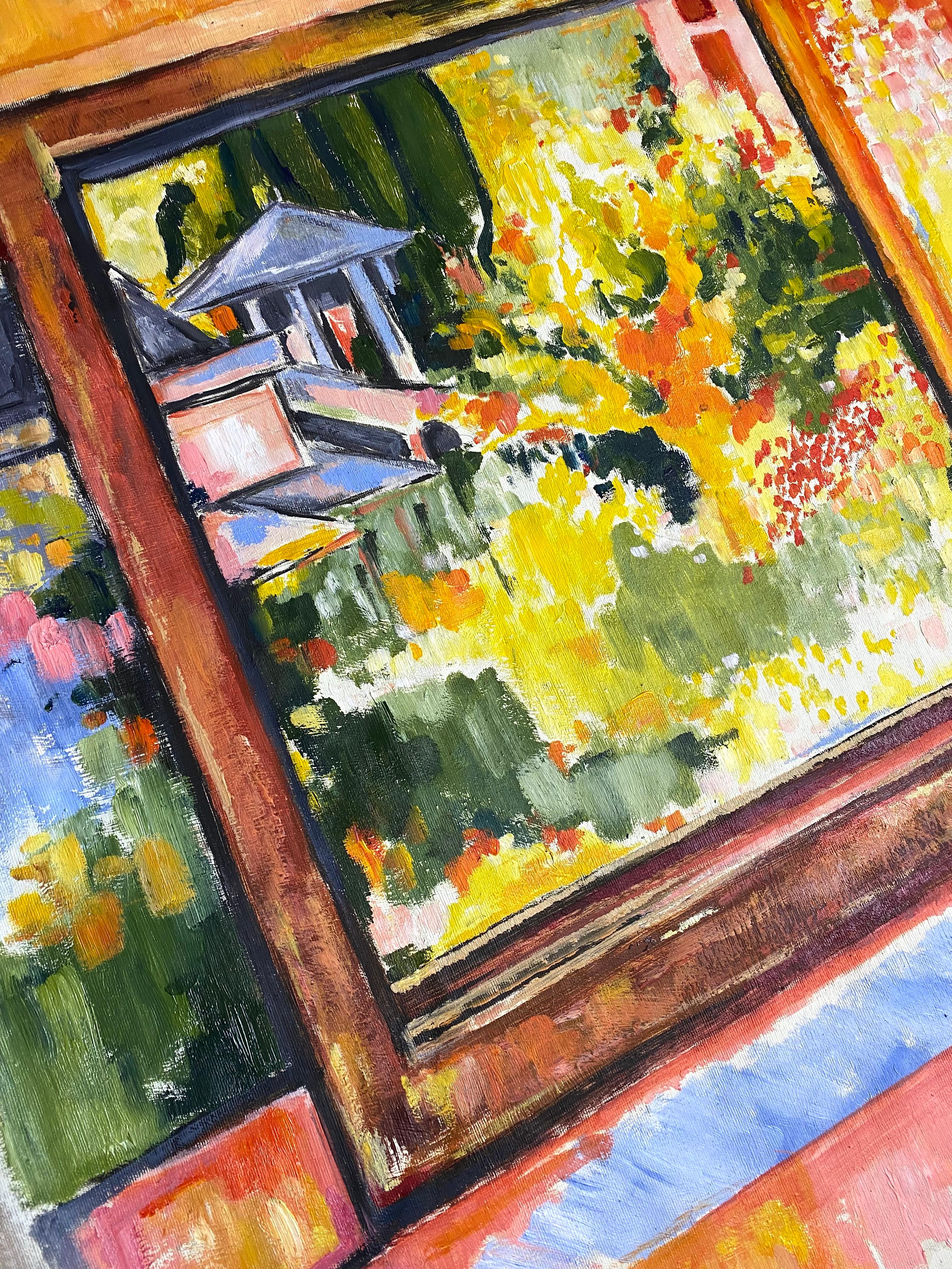 Dieses Werk fängt den Blick aus dem Studio des Künstlers in Kiew ein, das auf einem Hügel liegt, wo sich die Landschaft entfaltet, als würde sie von Licht und Luft geatmet. Die ausdrucksstarke, impressionistische Malerei ist nicht an starre Konturen