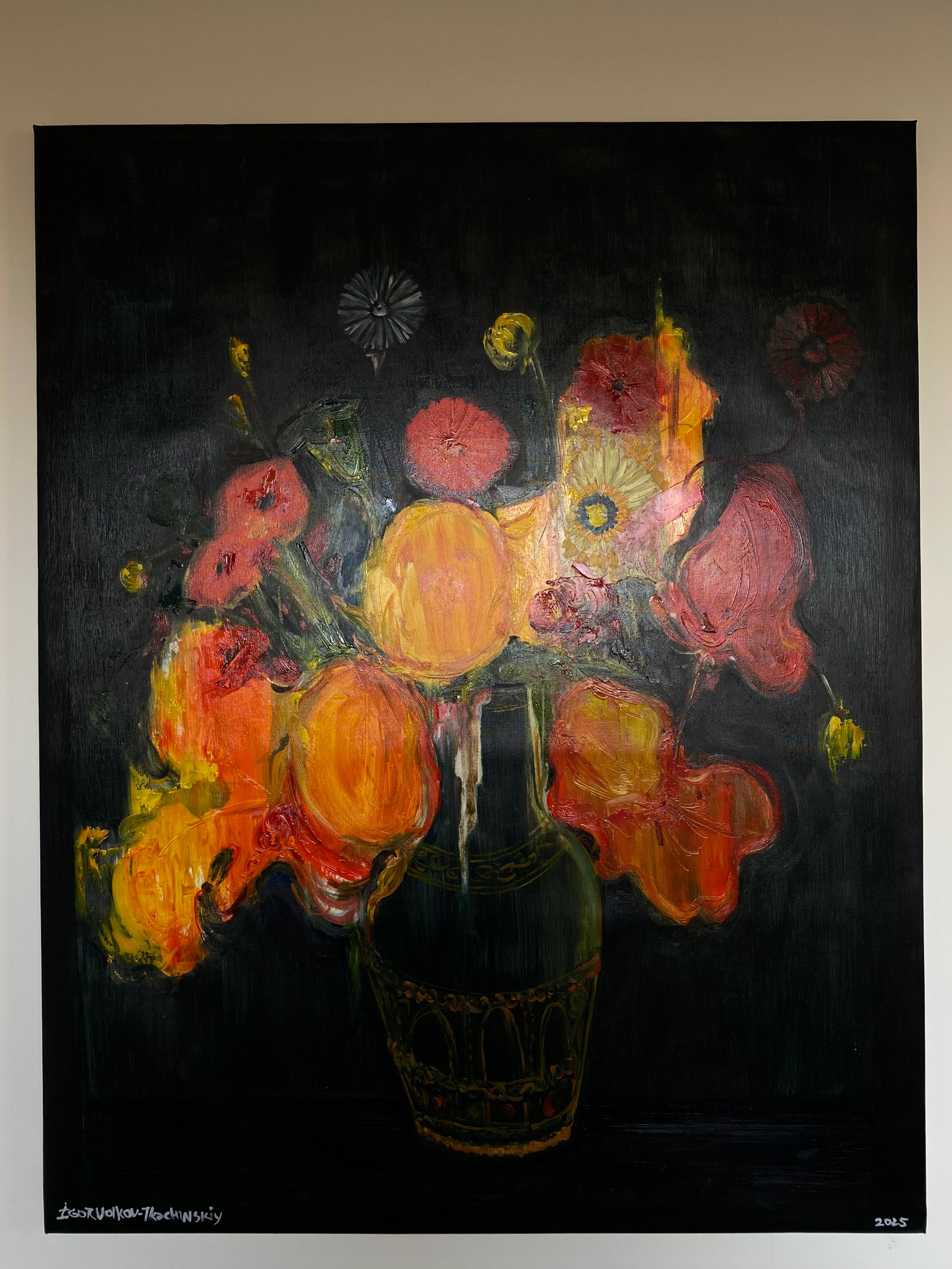 Igor Volkov-Tkachinskiy Still-Life Painting - "The Sun Rejoices, Darkness Gives Strength to Bloom"