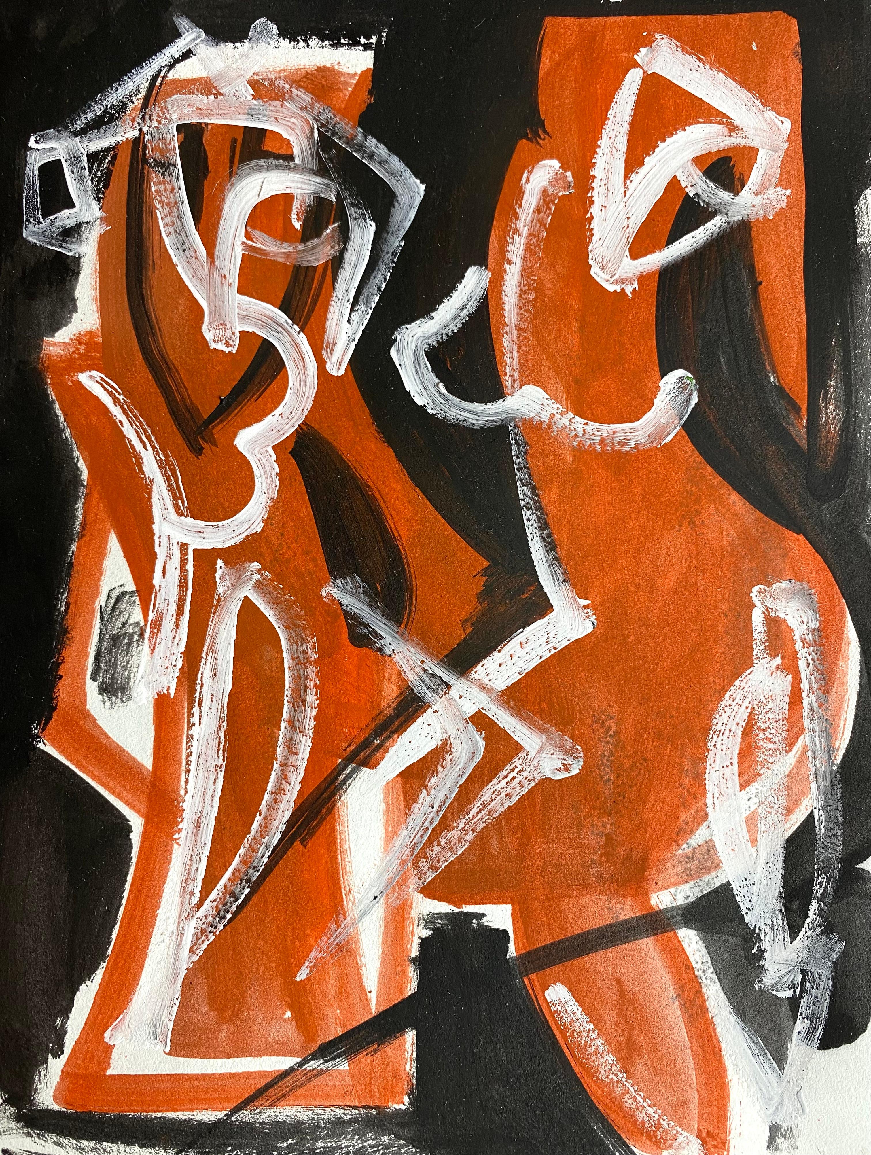 Abstract Painting di Igor Volkov-Tkachinskiy - "Due giovani ragazze"