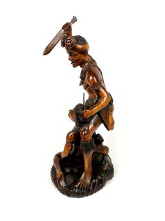 Igorot Tribesmen Figurative Sculpture in Carved Wood, Philippine, 1950s