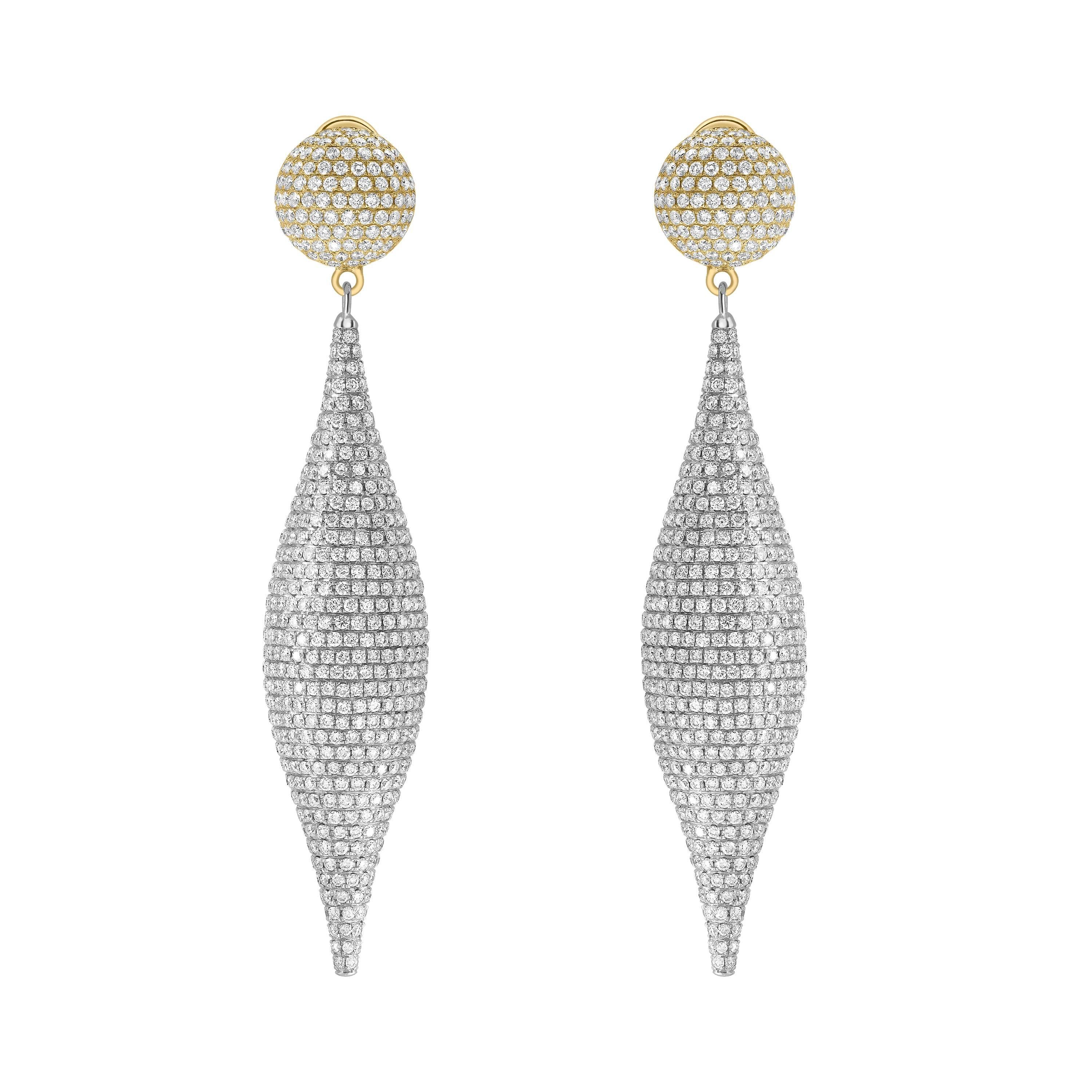 Boucles d'oreilles en goutte en or 18 carats avec diamants ronds certifiés IGR de 8,00 carats