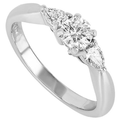 IGR Certified Platinum Diamond Three Stone Ring 0.37ct G/SI2 For Sale