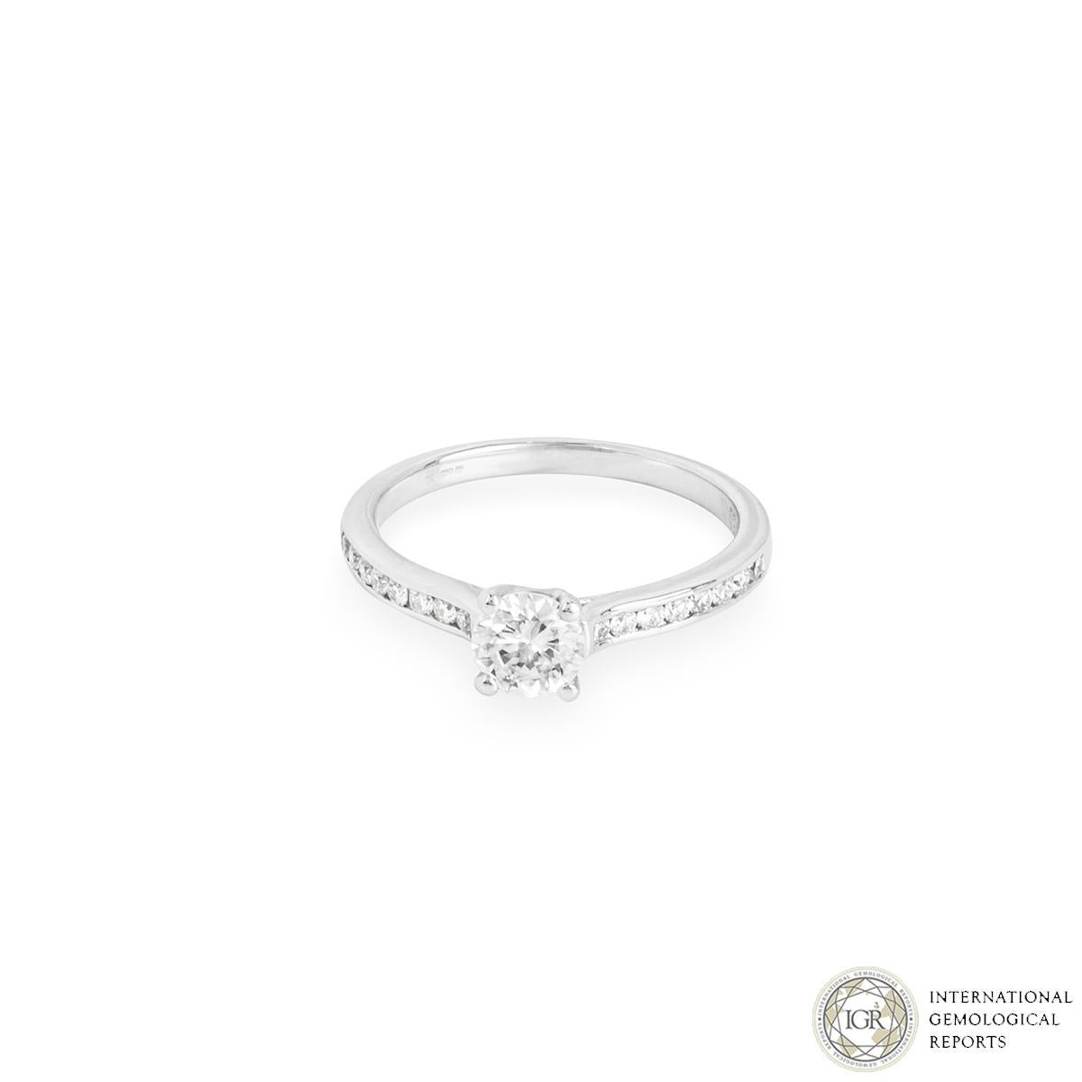 Round Cut IGR Certified White Gold Round Brilliant Diamond Ring 0.52ct D/VS1 For Sale