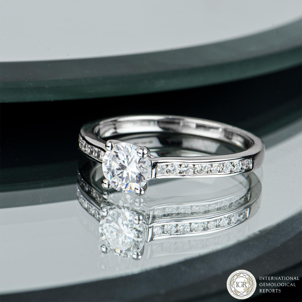 Women's IGR Certified White Gold Round Brilliant Diamond Ring 0.52ct D/VS1 For Sale