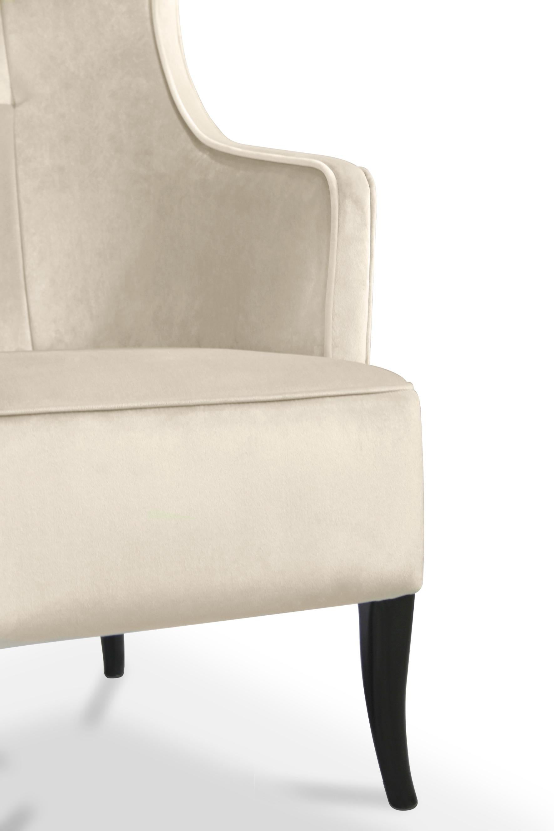 Contemporary Iguazu Armchair in Cotton Velvet by Brabbu For Sale