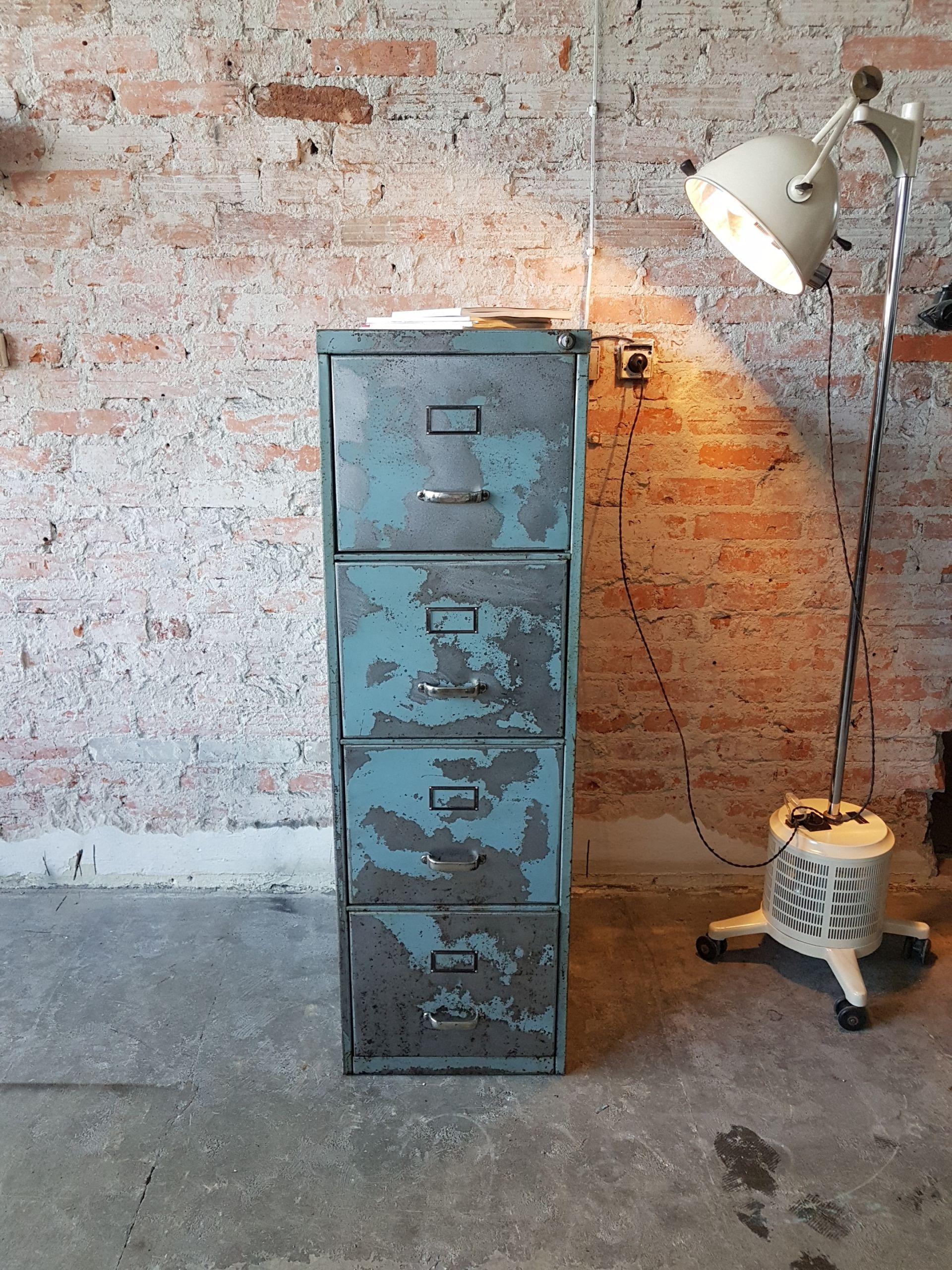 This wonderful file cabinet has been customized in Mag Haus workshop with a stripped, polished, raw steel patina sealed with a gloss lacquer finish. The original green and polished metal is beautifully complimented by the polished original chrome