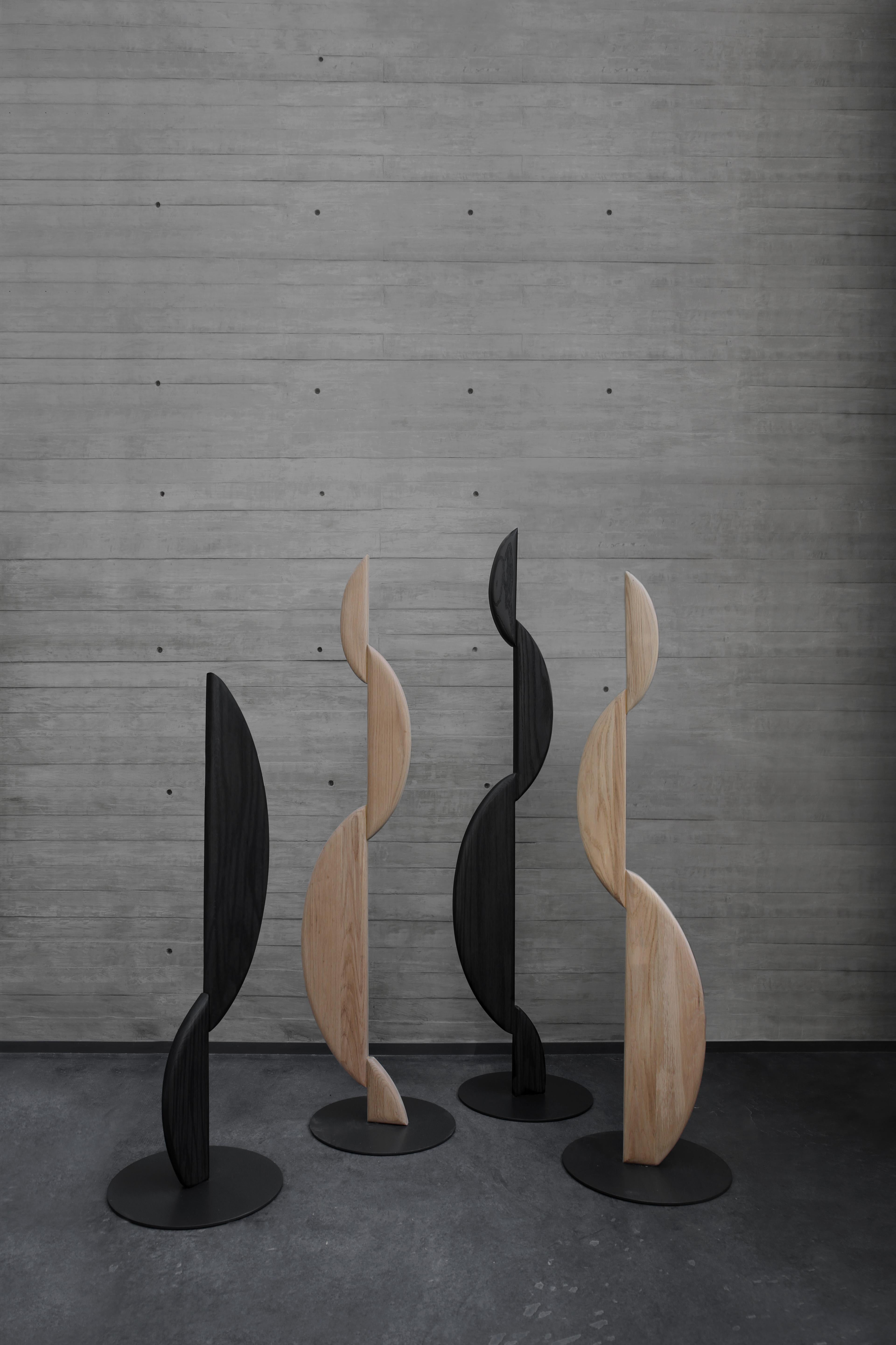Mid-Century Modern Noviembre II Standing Sculpture inspired in Brancusi, Solid Wood, Joel Escalona For Sale