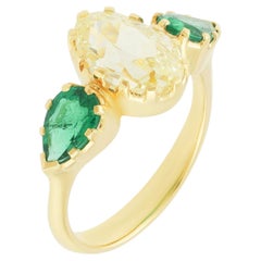 IIGJ Certified 2.83 Carat Mutual Cut Diamond & Emerald Cocktail Ring