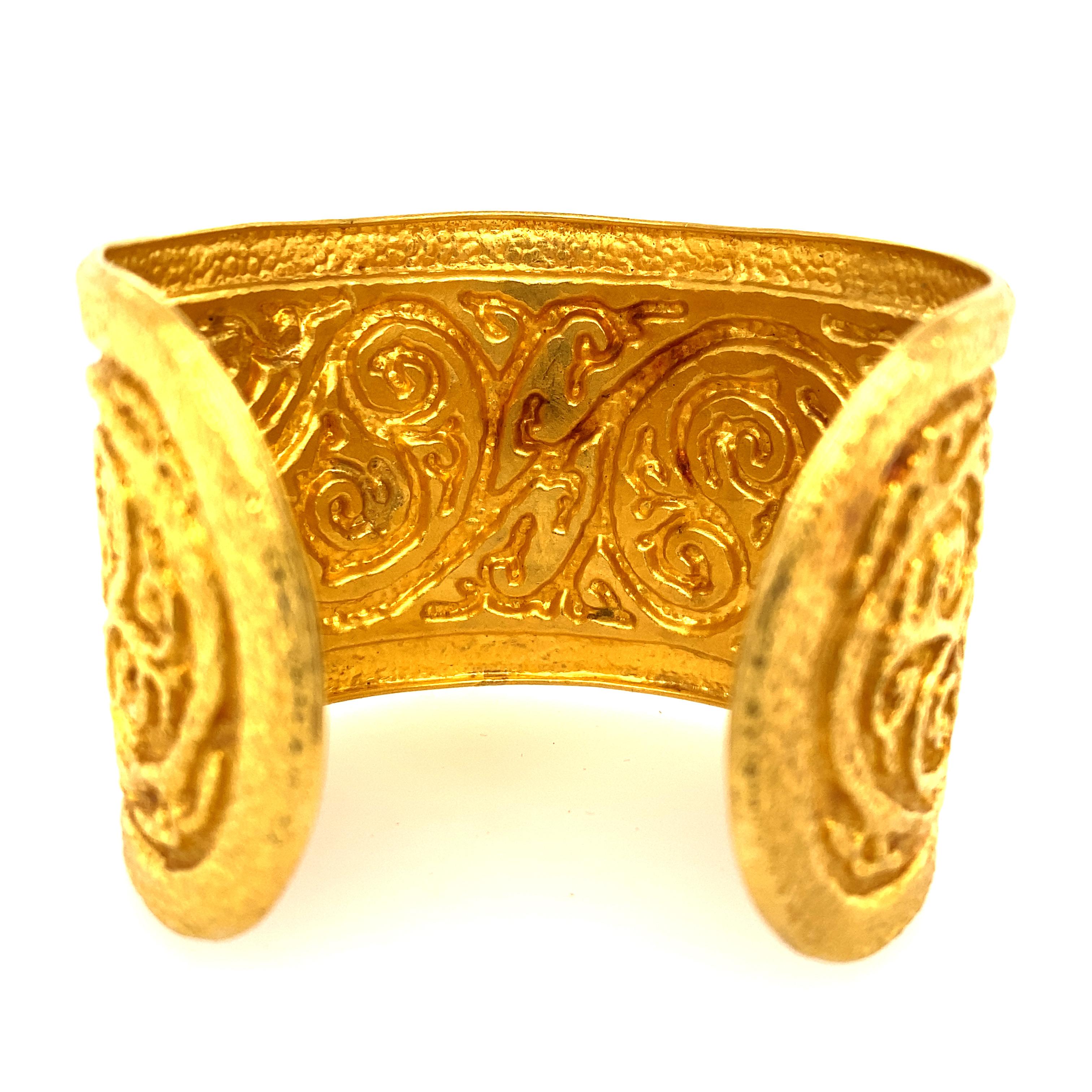 Women's or Men's Iilias Lalaounis 22k Gold Cuff Bangle Bracelet