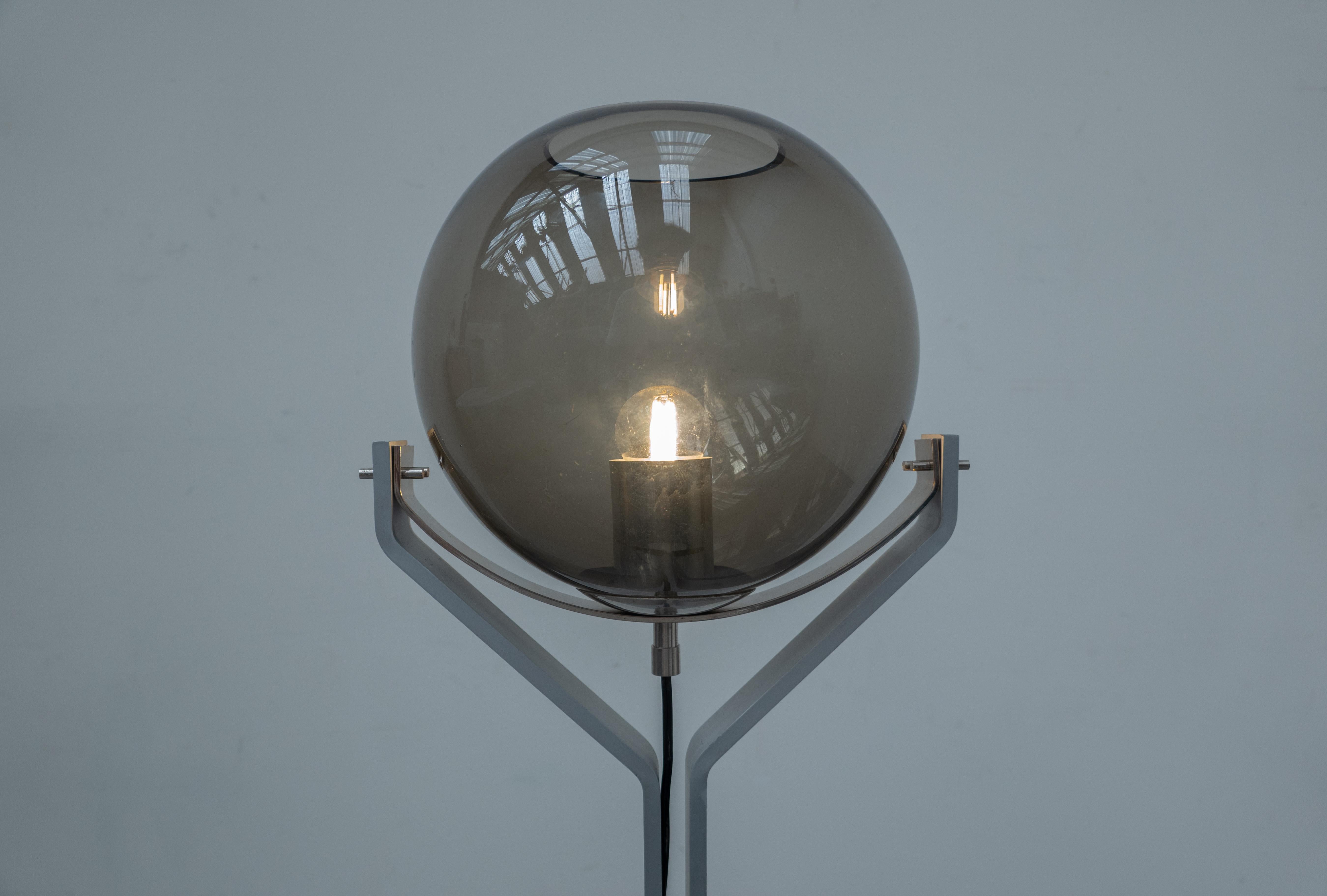 Italian Floor Lamp Travertine, Steel and Glass, 1970s For Sale 3