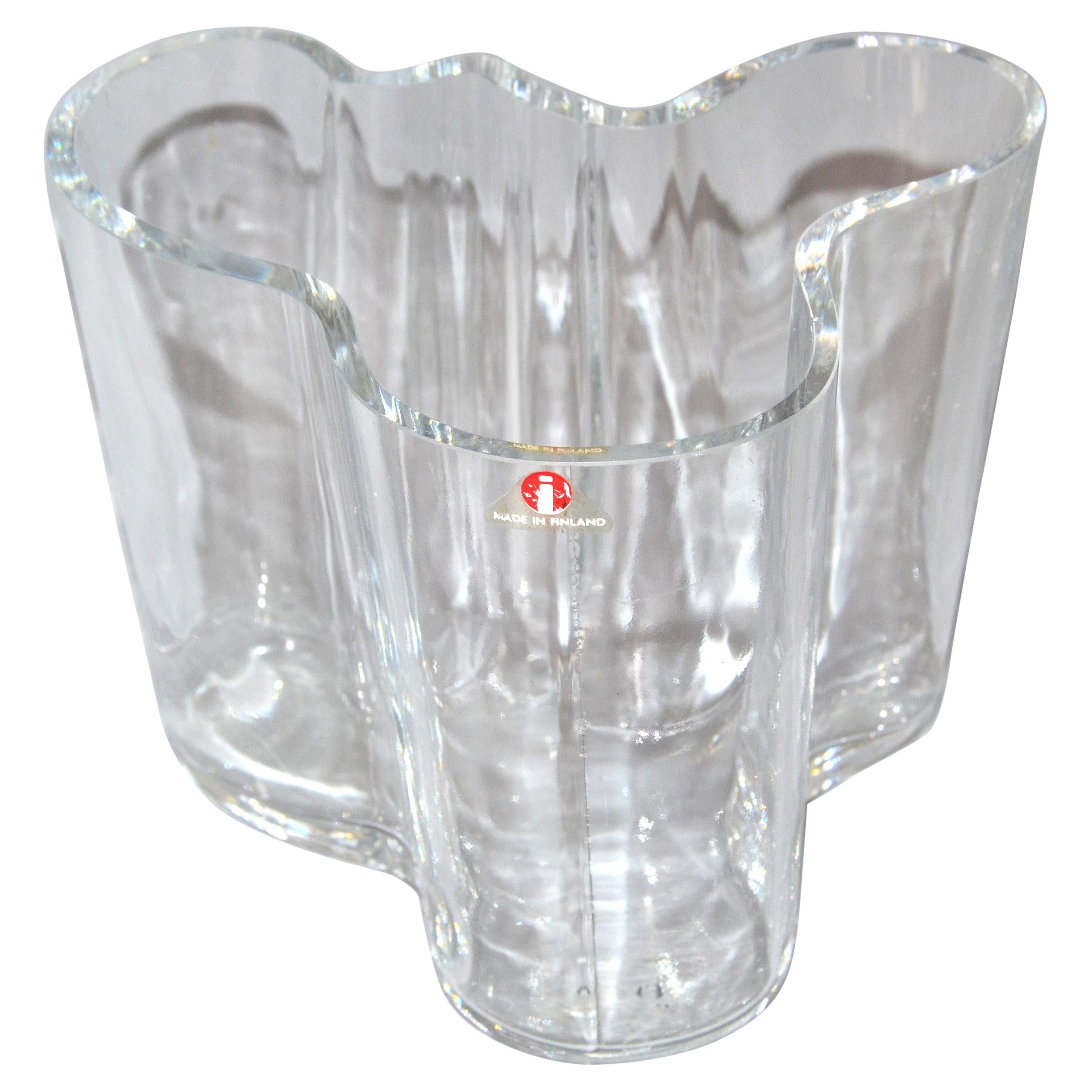 Iittala Alvar Aalto Vidrio artístico transparente Flor escultórica Florero Savoy Escandinavo