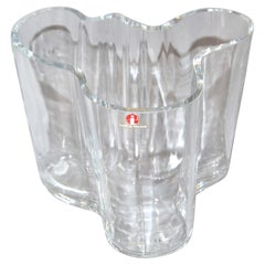 Iittala Alvar Aalto Vidrio artístico transparente Flor escultórica Florero Savoy Escandinavo