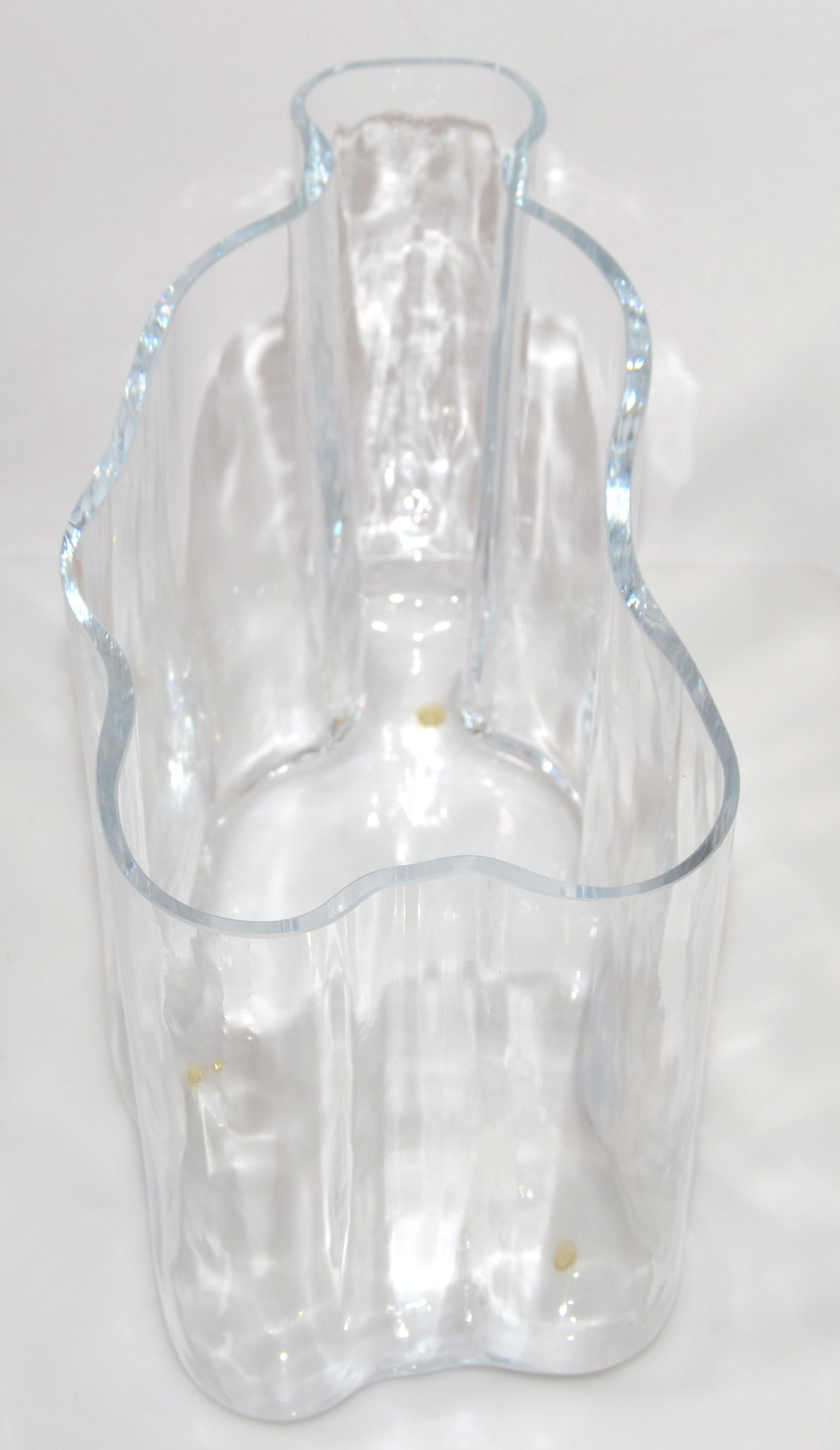 Hand-Crafted Iittala Alvar Aalto Transparent Glass Sculptural Flower Savoy Vase Scandinavian