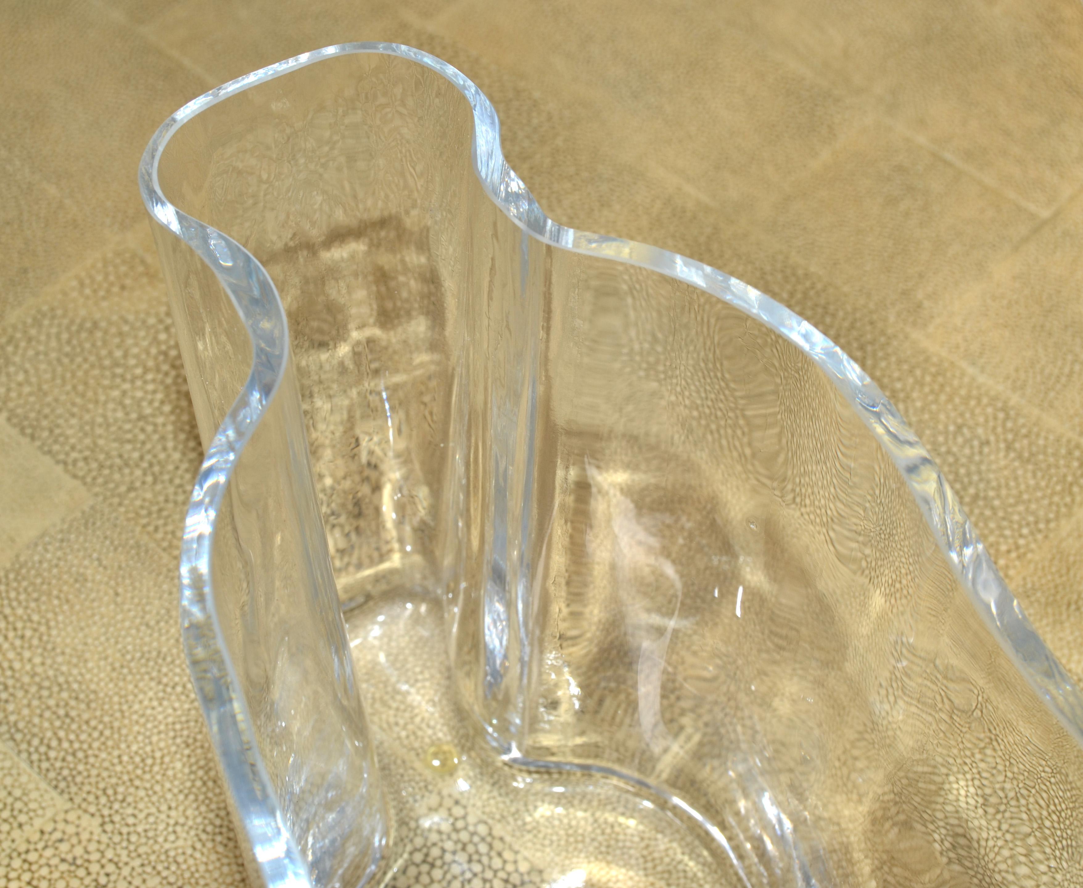 Blown Glass Iittala Alvar Aalto Transparent Glass Sculptural Flower Savoy Vase Scandinavian
