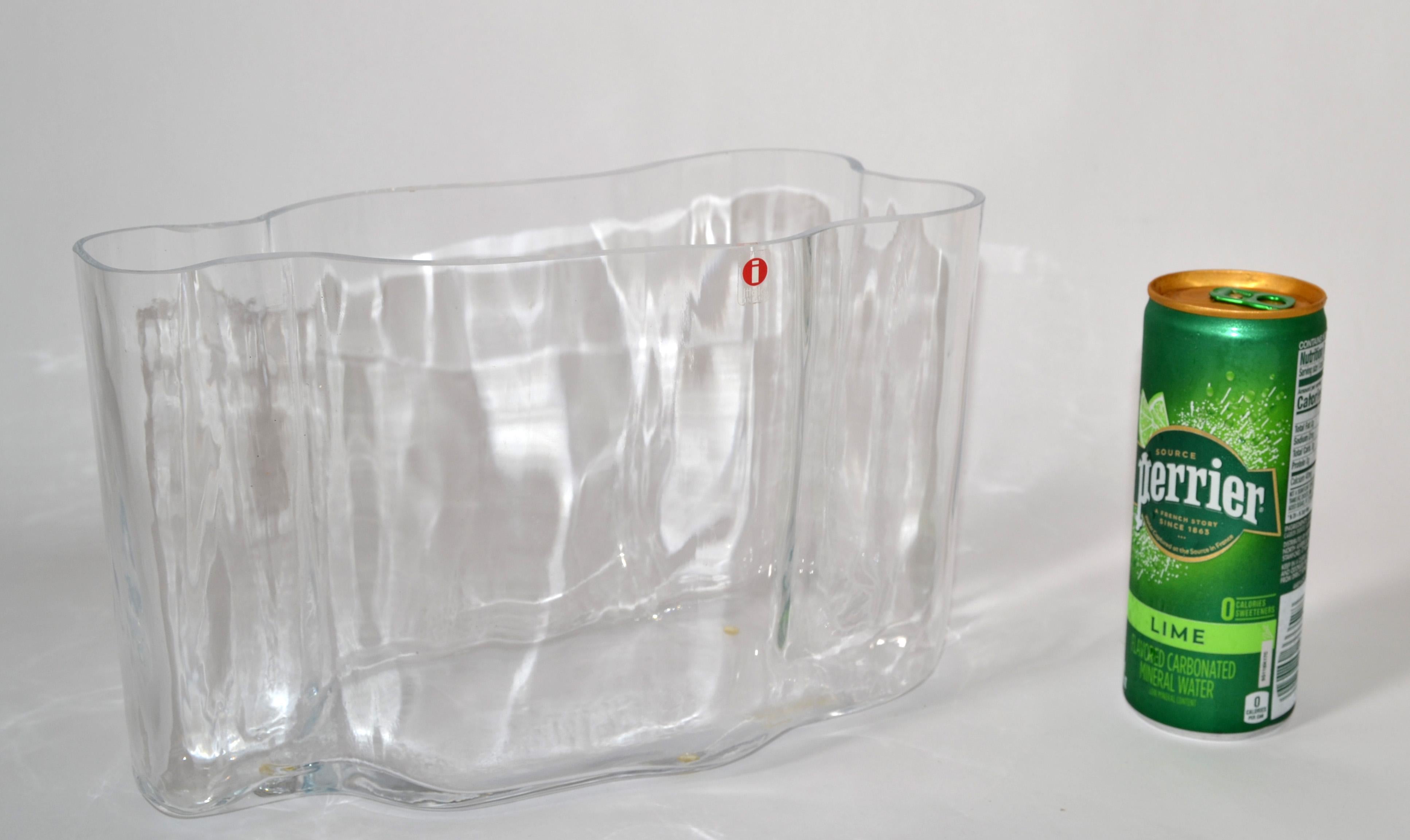 Iittala Alvar Aalto Transparent Glass Sculptural Flower Savoy Vase Scandinavian 1