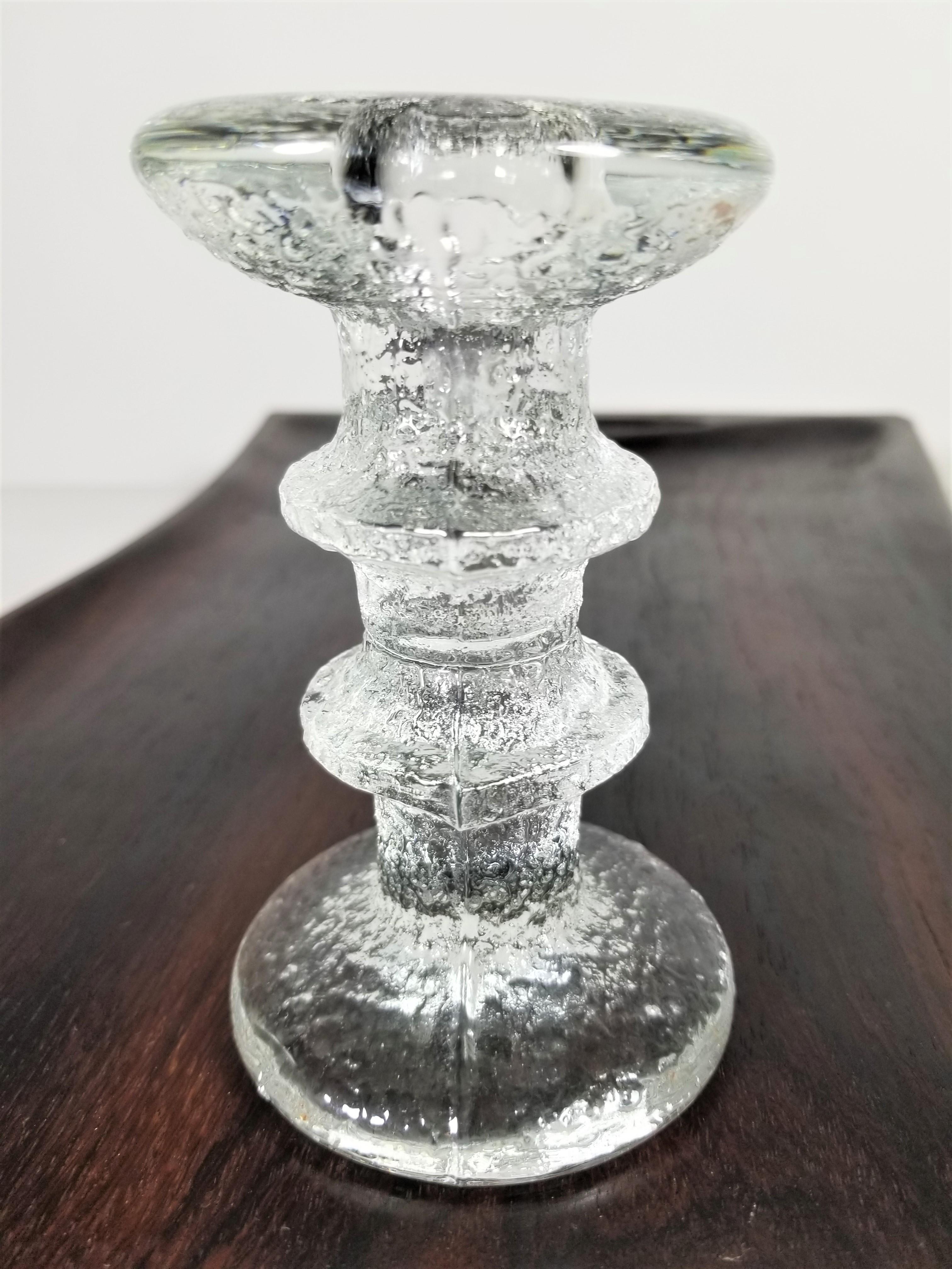 Iittala Finland Midcentury Pair of Glass Candleholders For Sale 3