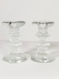 Iittala Finland Midcentury Pair of Glass Candleholders
