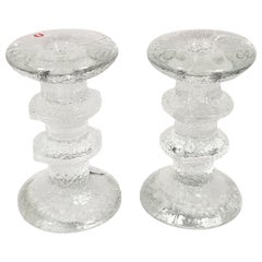 Iittala Finland Midcentury Pair of Glass Candleholders