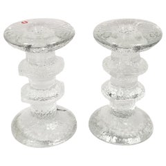 Iittala Finland Midcentury Pair of Glass Candleholders